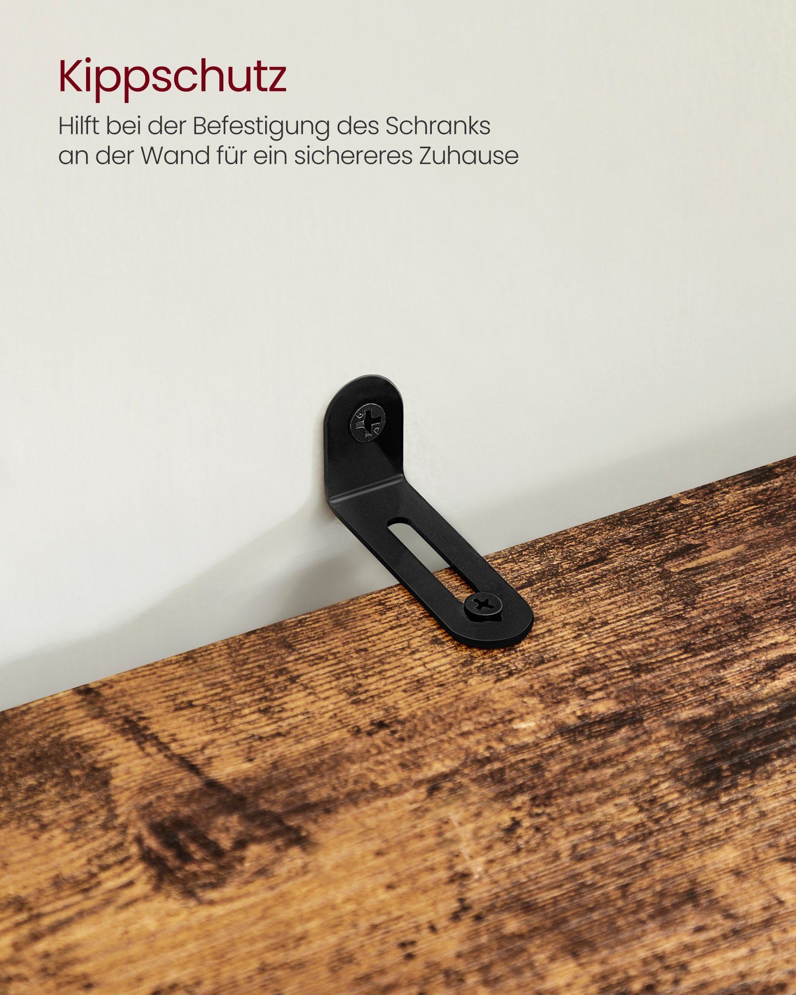 VASAGLE Badkommode Hochschrank fürs Badezimmer, Hoher Badezimmerschrank, Badregal stehend, mit 3 offenen Fächern, mit 2 verstellbaren Einlegeböden – Bild 5 von 5