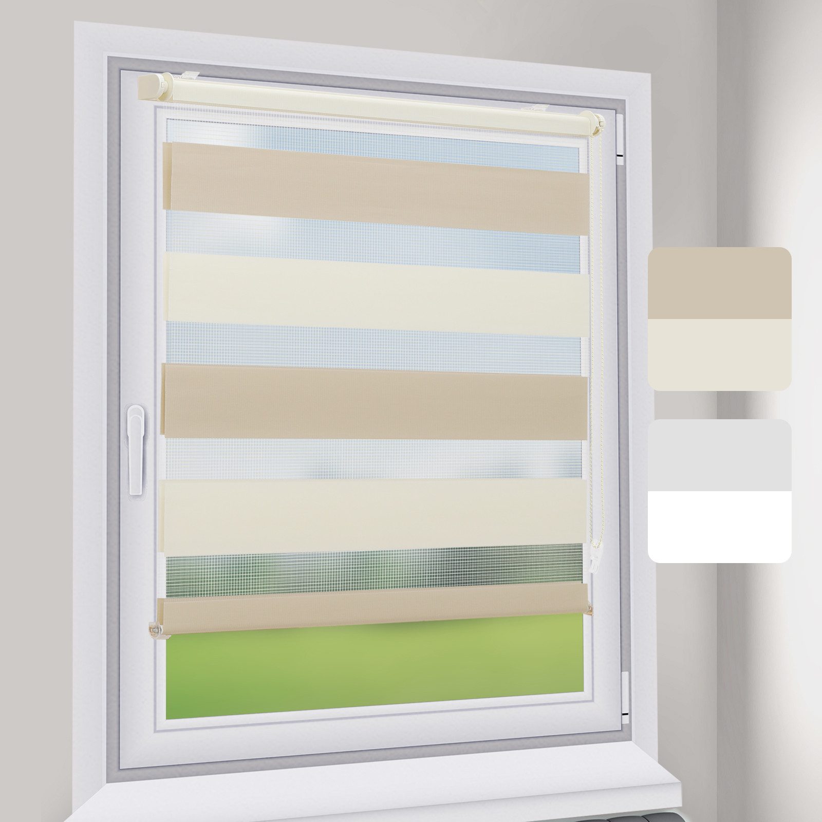 Doppelrollo Doppelrollo Klemmfix ohne Bohren Zweifarbig Zebra Rollo, Sekey, Extra Breite Stoffbahnen für mehr Privatsphäre & Schatten