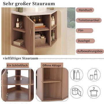 REDOM Badmöbel-Set Waschtisch-Set hängend 50cm, (Waschbecken 2-tlg,Eck Gäste WC Waschplatz)