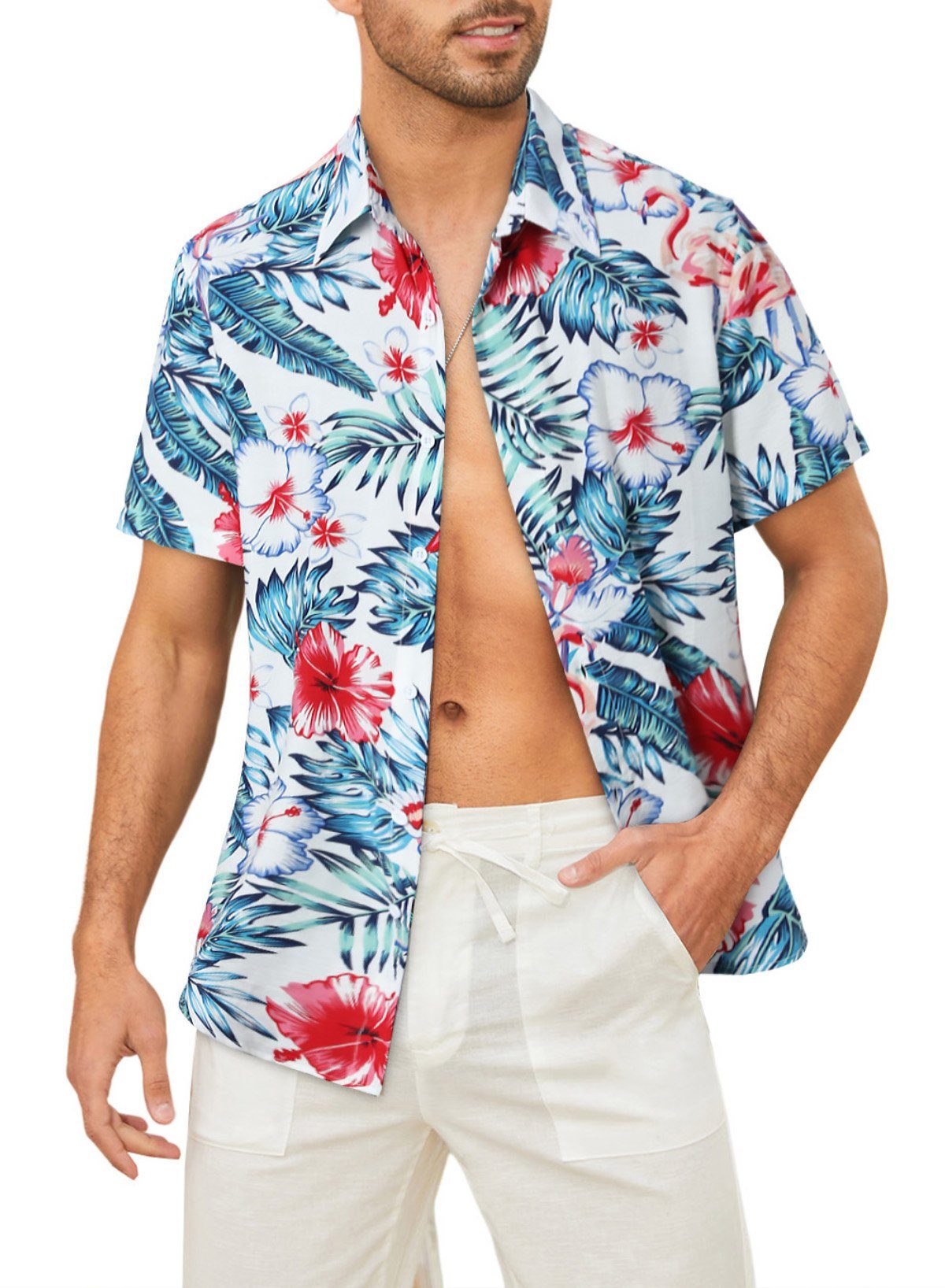 JMIERR Hawaiihemd Männer Funky Hawaiihemd Herren Kurzarm Lässig Hawaii-Print Diverse (Kurzarm)