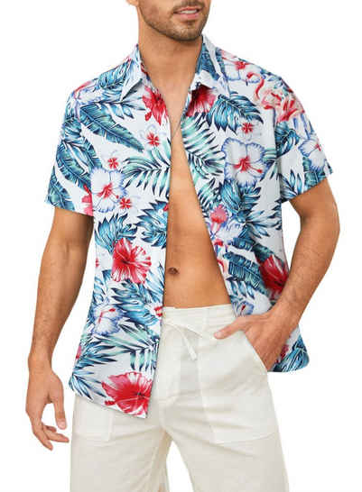 JMIERR Hawaiihemd Hawaii Hemd Männer Funky Hawaiihemd Herren Kurzarm Lässig Casual