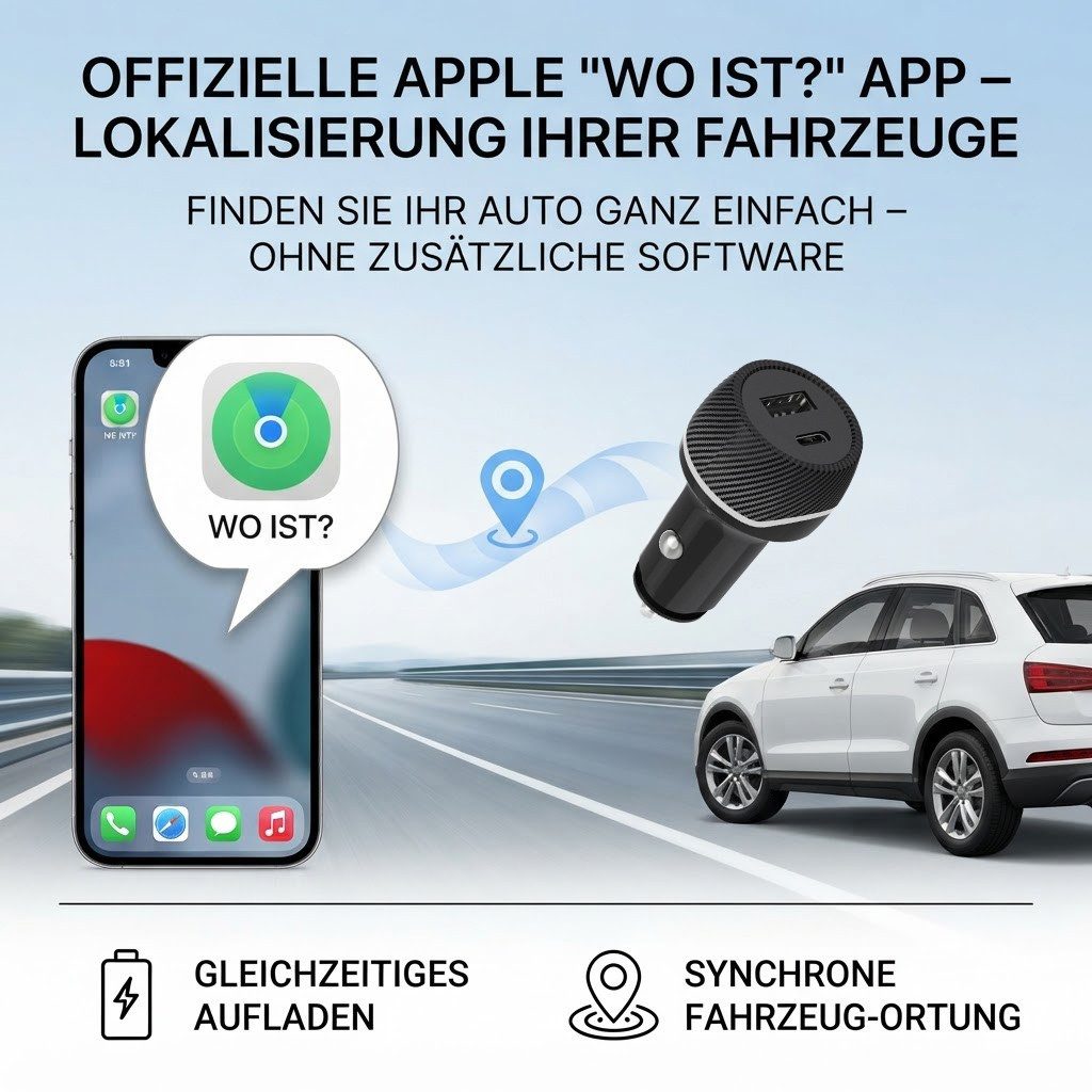 ibettertec Zigarettenanzünder, Auto Ladegerät USB, KFZ Ladegerät USB-Ladegerät (kompatibel mit Apple Find My (nur iOS), USB-C, USB 3.0 Typ A zu AV OUT/Digital, 2 USB Ladeanschlüsse)
