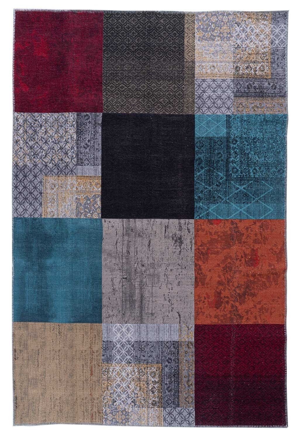 Teppich Vintageteppich, Mehrfarbig, B 160 cm, L 230 cm, rechteckig, Höhe: 4 mm