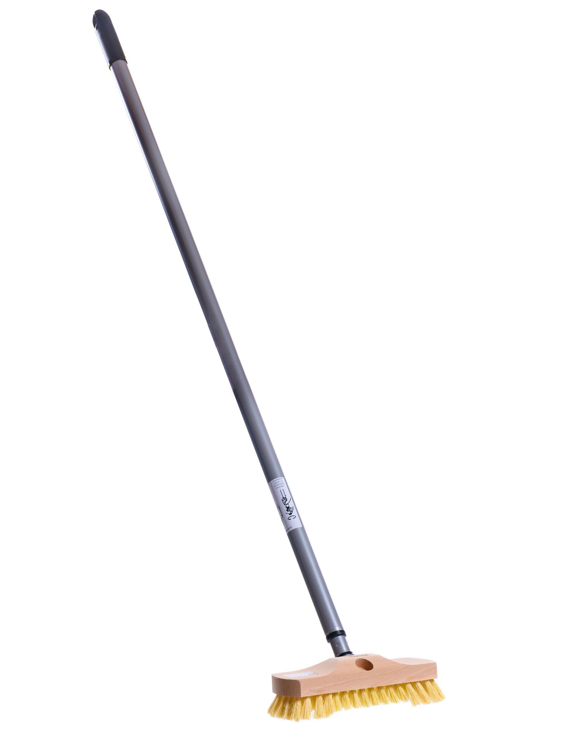 BawiTec Reinigungsbürste Holz Schrubber mit Borsten Bart Teleskopstiel lang Fußboden, Fliesen, Keramik, Steinzeug, Holzböden, Betonböden, Garagenböden, (2-tlg), stufenlos verstellbar