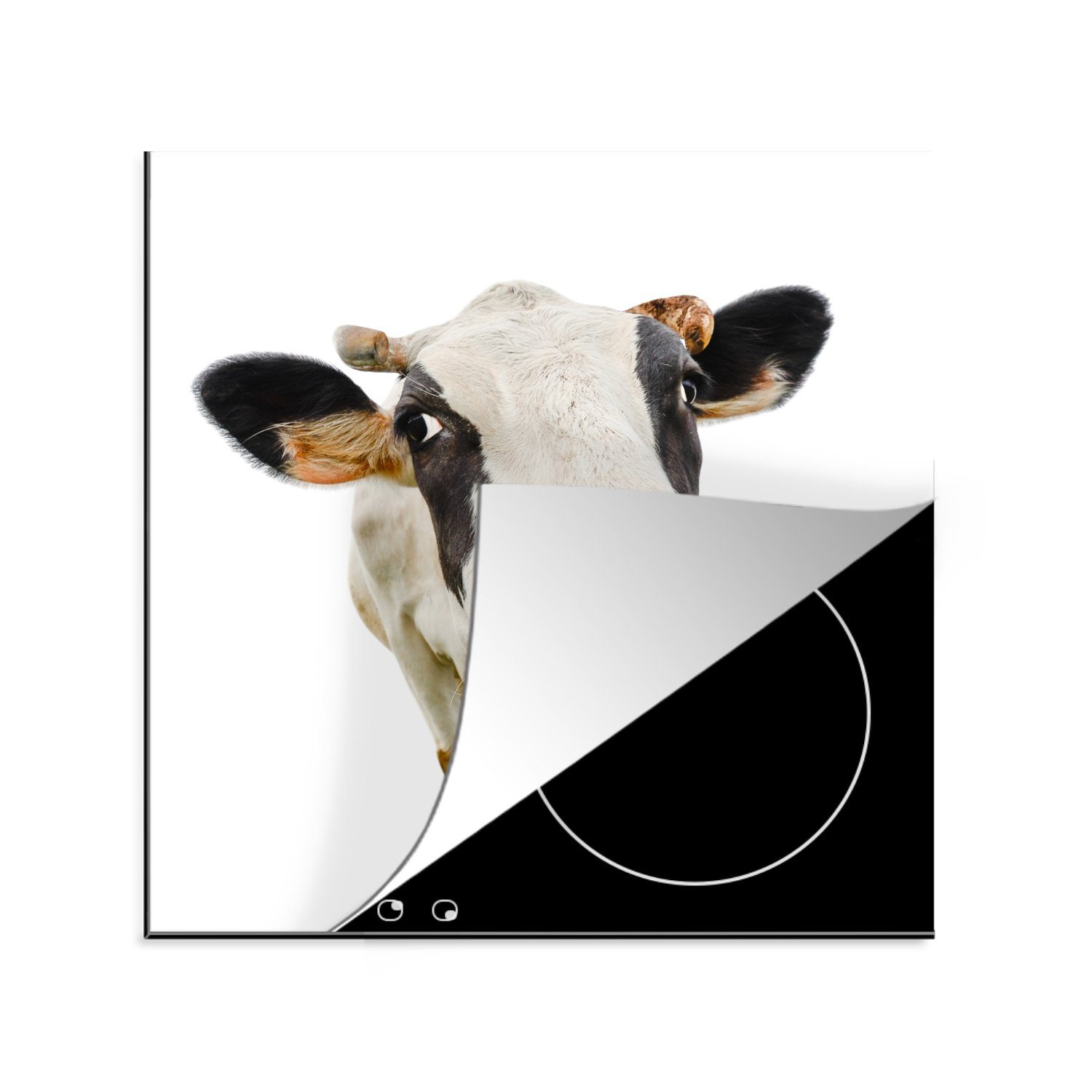 MuchoWow Herdblende-/Abdeckplatte Kühe - Weiß - Makro, Vinyl, (1 tlg), 78x78 cm, Ceranfeldabdeckung, Arbeitsplatte für küche