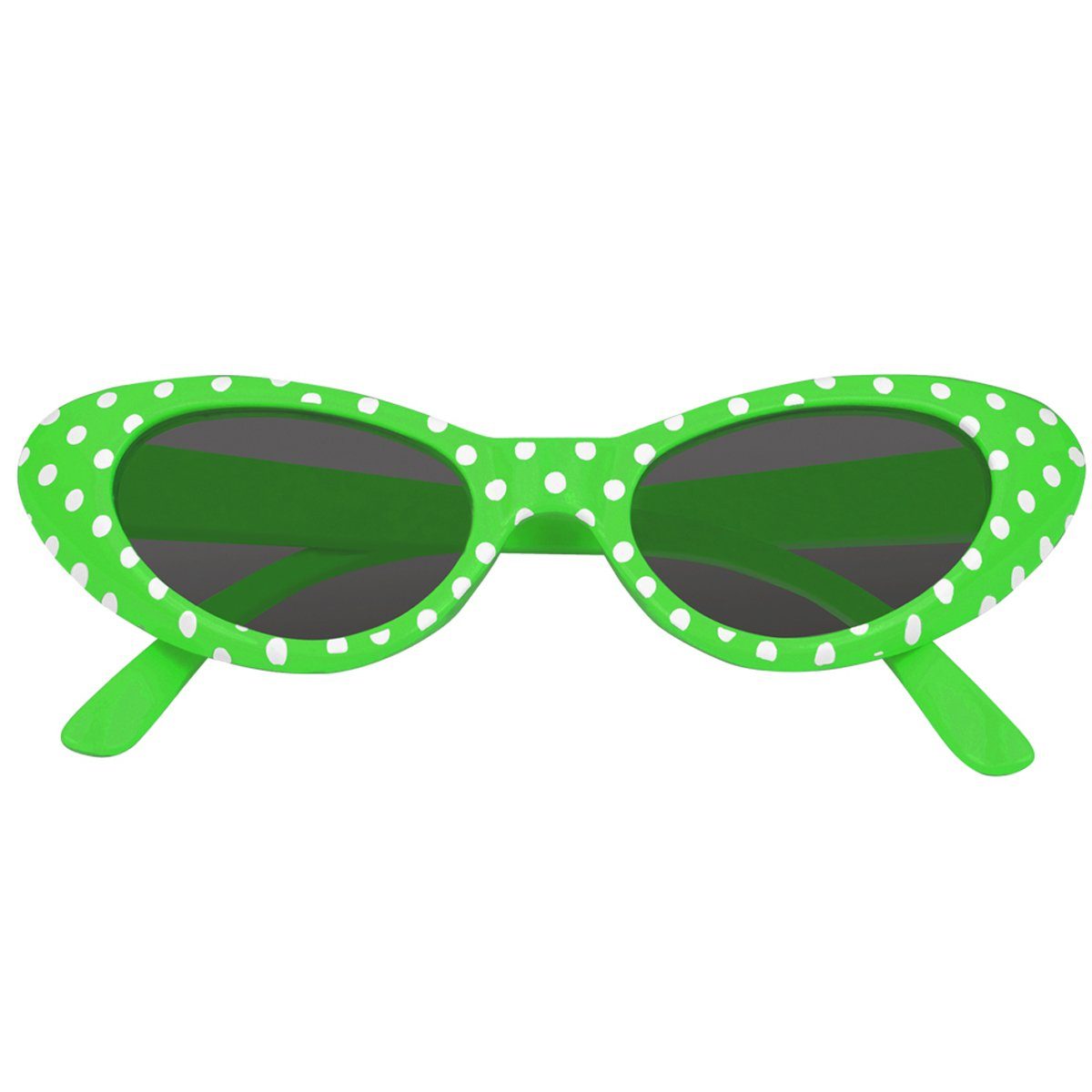 Kostüm Cat Eye Brille Sandy mit Punkten, Hellgrün