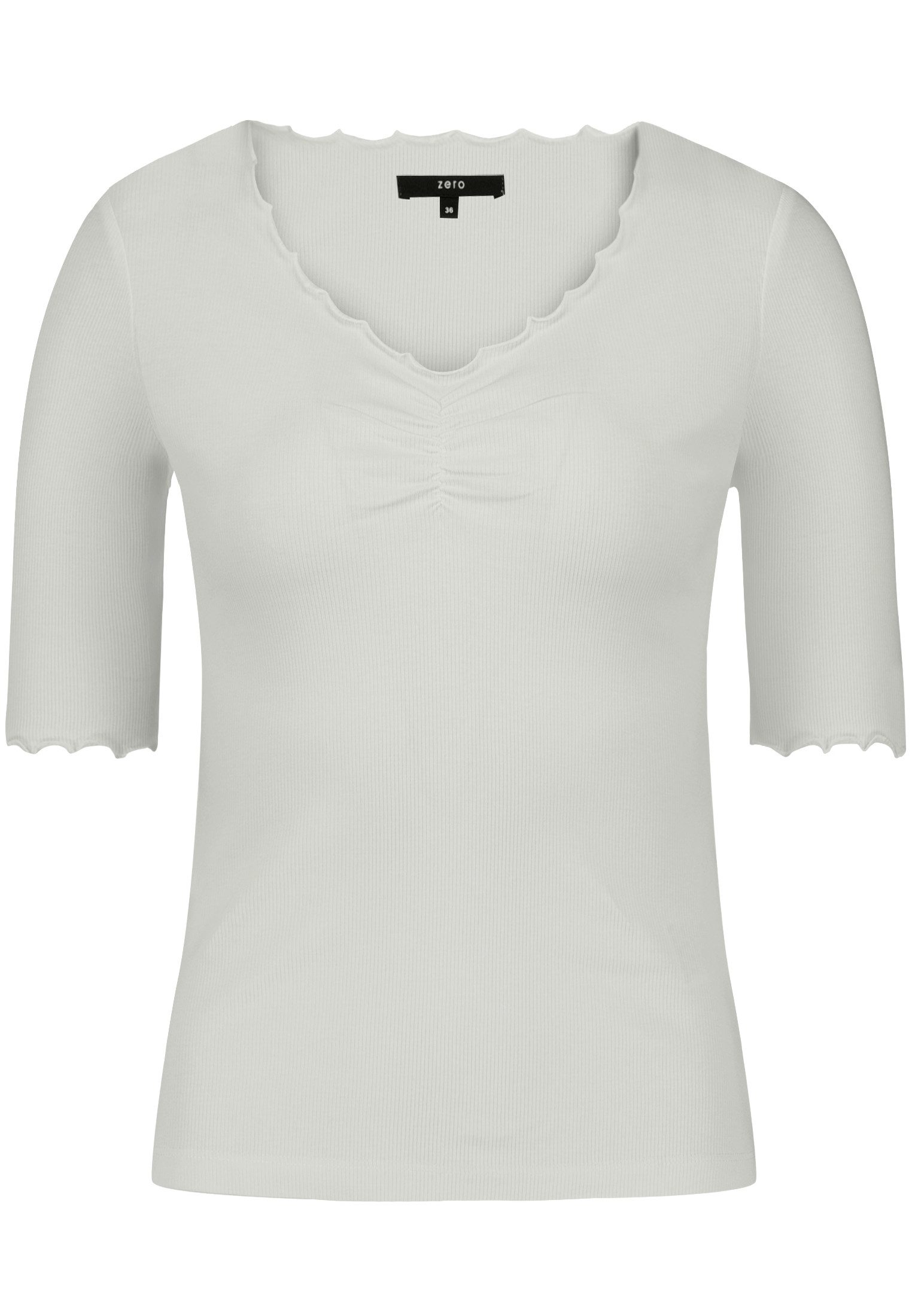 Zero Kurzarmshirt Damen mit Raffung (1-tlg) Raffung