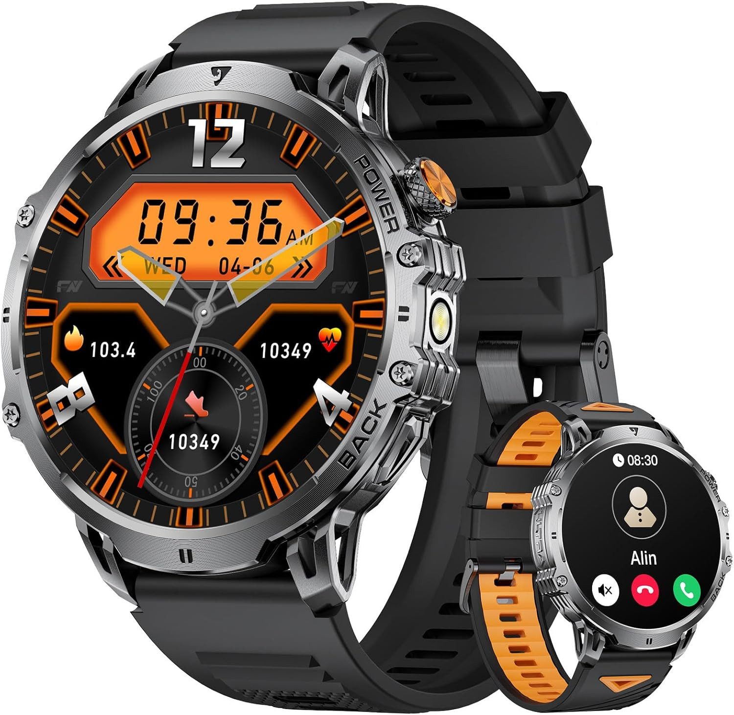 Lige 1000 mAh Akku; HD Großes Display Fitness Tracker Herren's Robust Smartwatch (4,8 cm/1,85 Zoll, Android ios), IP68 Wasserdicht mit 24/7 Herzfrequenz,Schlafmonitor für Android iOS