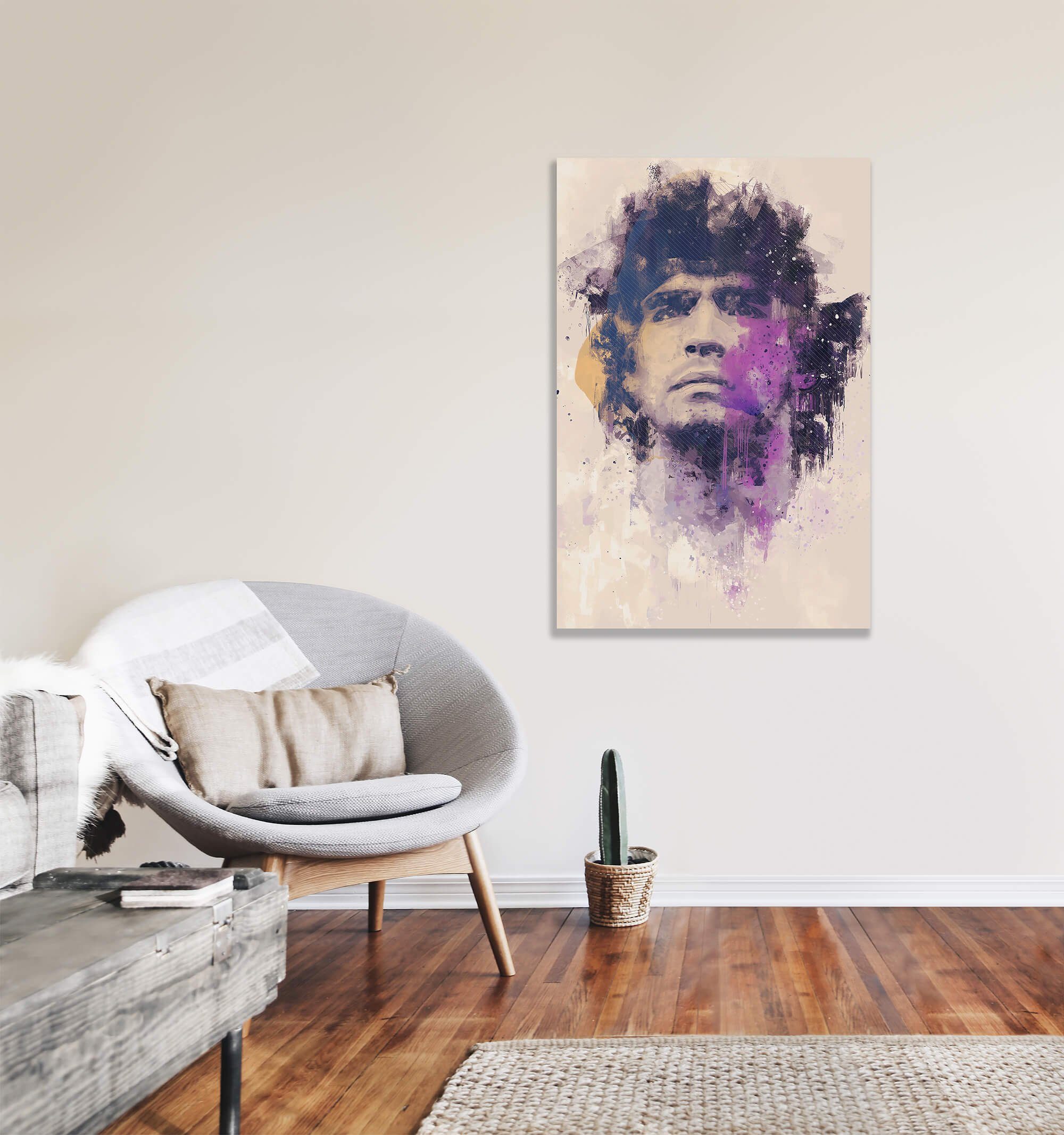 Sinus Art Leinwandbild Diego Maradona Porträt Abstrakt Kunst Fußballlegende Legende Fußballer 60x90cm Leinwandbild