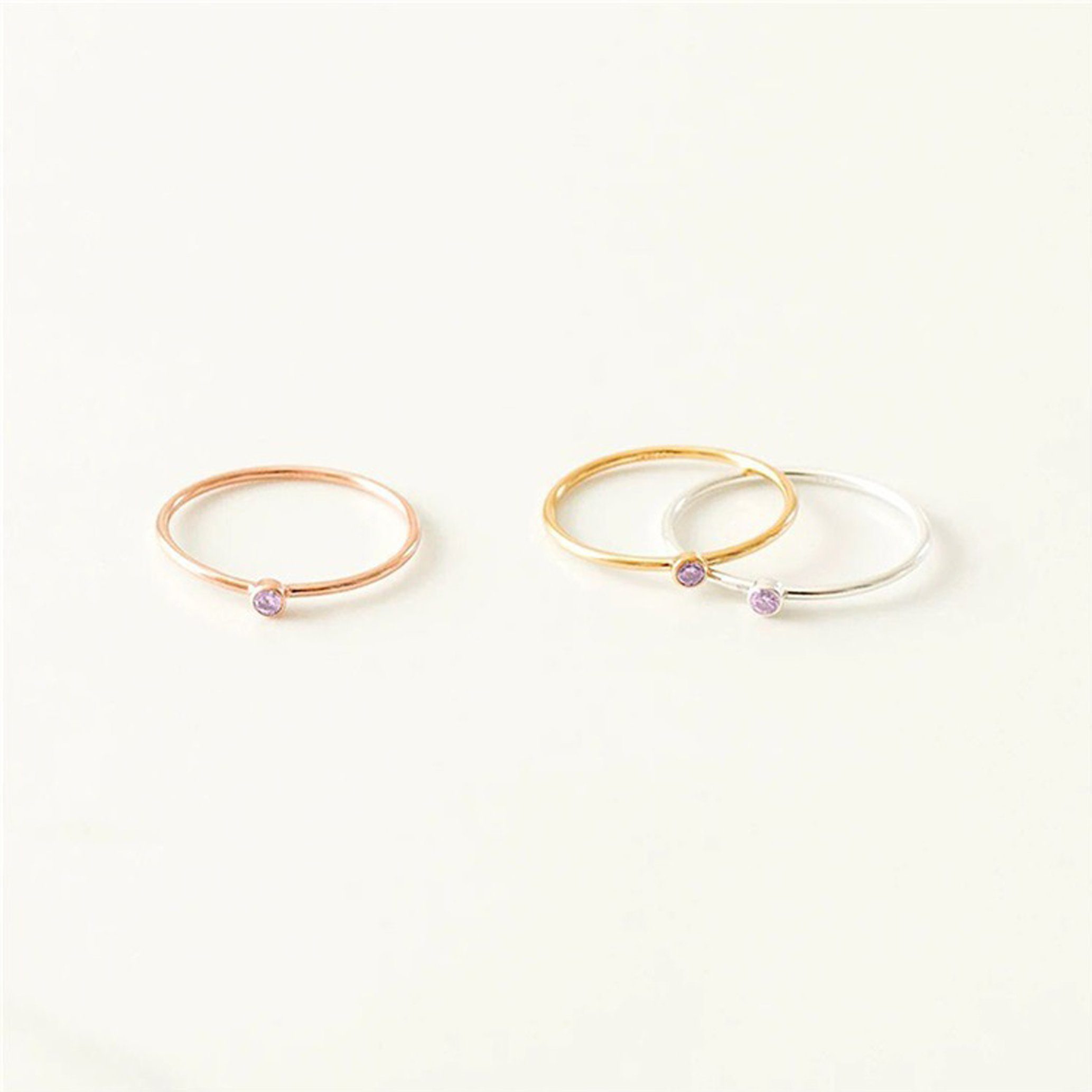 GOLDEN Minimalistischer Geburtsstein zierlicher Fingerring Stein | Stapelring April Silber mit Ring,