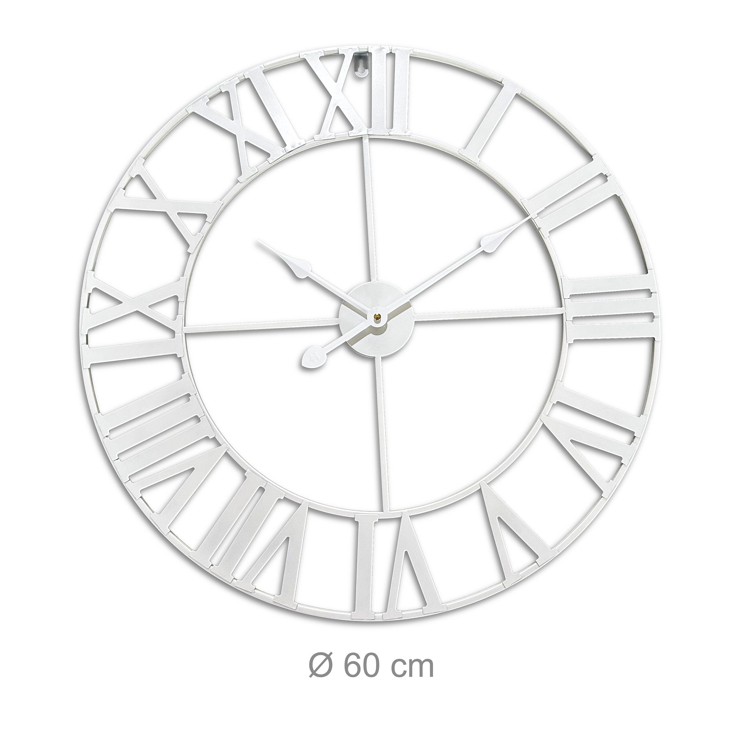 relaxdays Wanduhr mit römischen Zahlen (weiß) – Bild 4 von 5