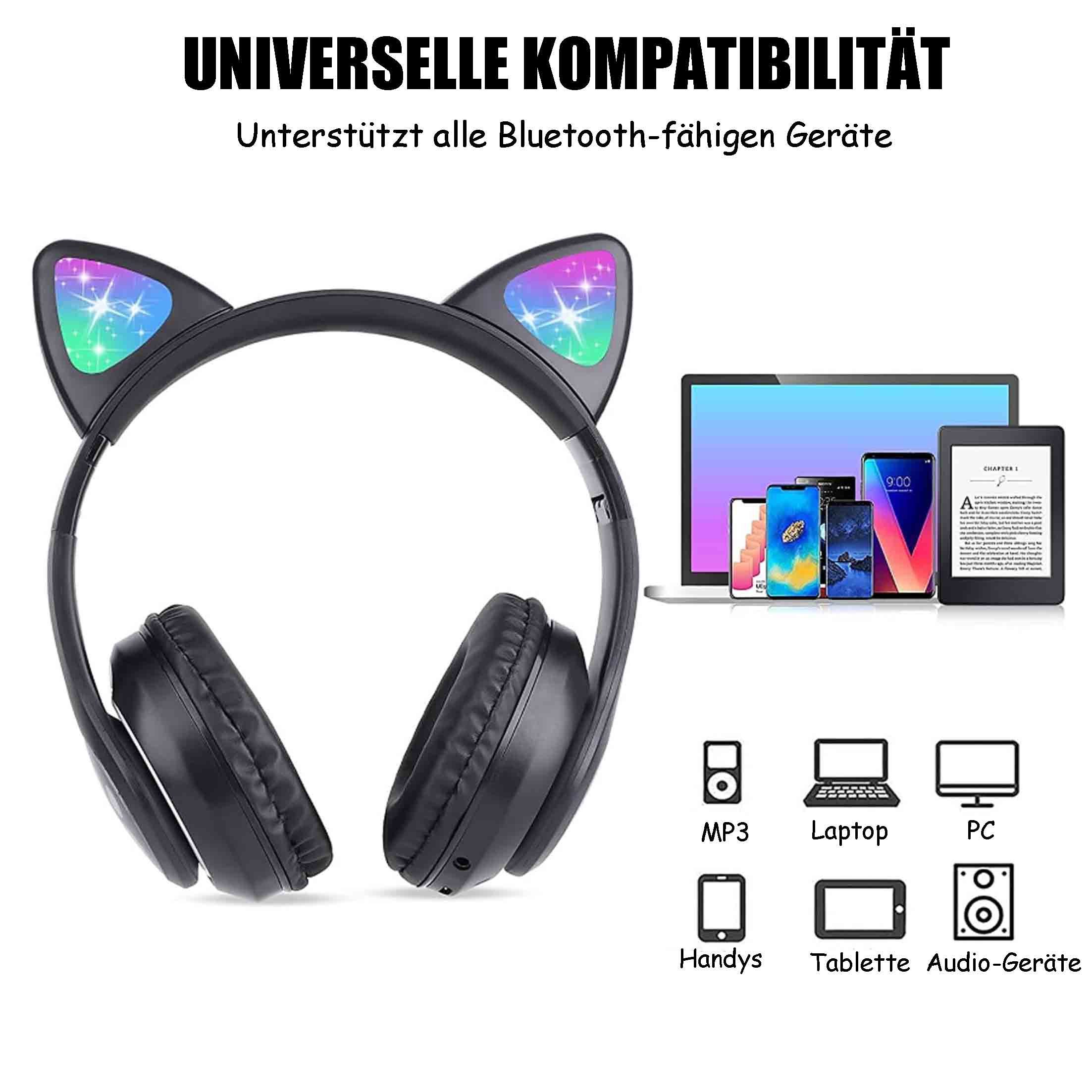 KINSI Kopfhörer, Bluetooth-Kopfhörer,Kabellose Kopfhörer,Gaming-Headset Over-Ear-Kopfhörer (Externe TF-Karte kann eingelegt werden, kann Anrufe entgegennehmen)
