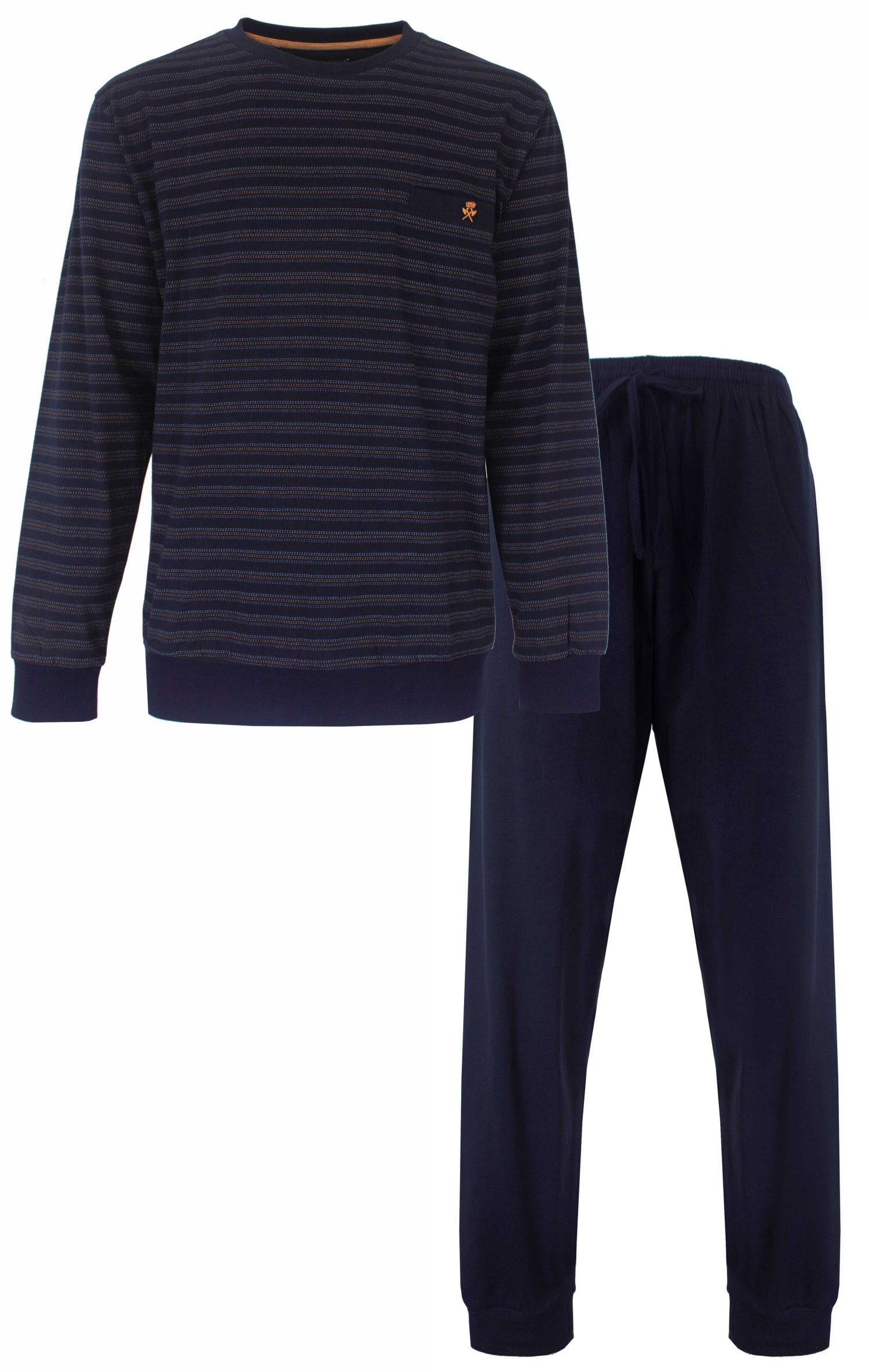 Paul Hopkins Schlafanzug Herren Pyjama lang mit Bündchen (2 tlg) Baumwolle günstig online kaufen