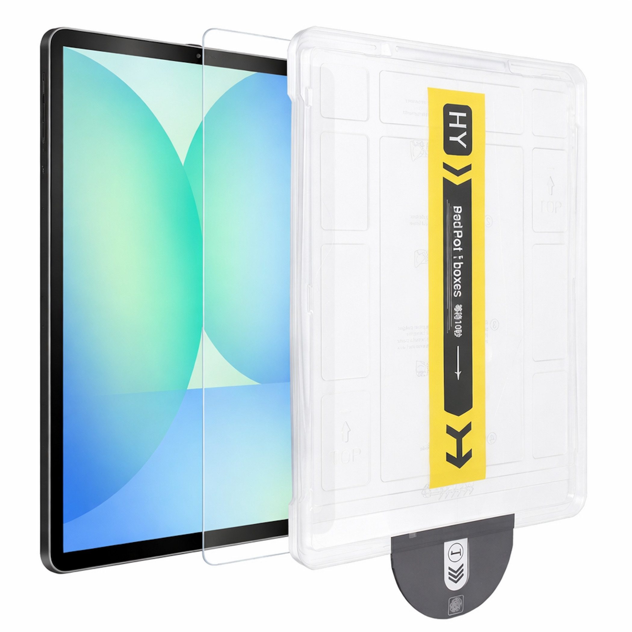 Wigento Tablet-Hülle Für Samsung Galaxy Tab S10 FE+ SnapFit Schutzglas Installationshilfe, 9H Härte, kratzfest, stoßfest, Installationshilfe, Oleophob
