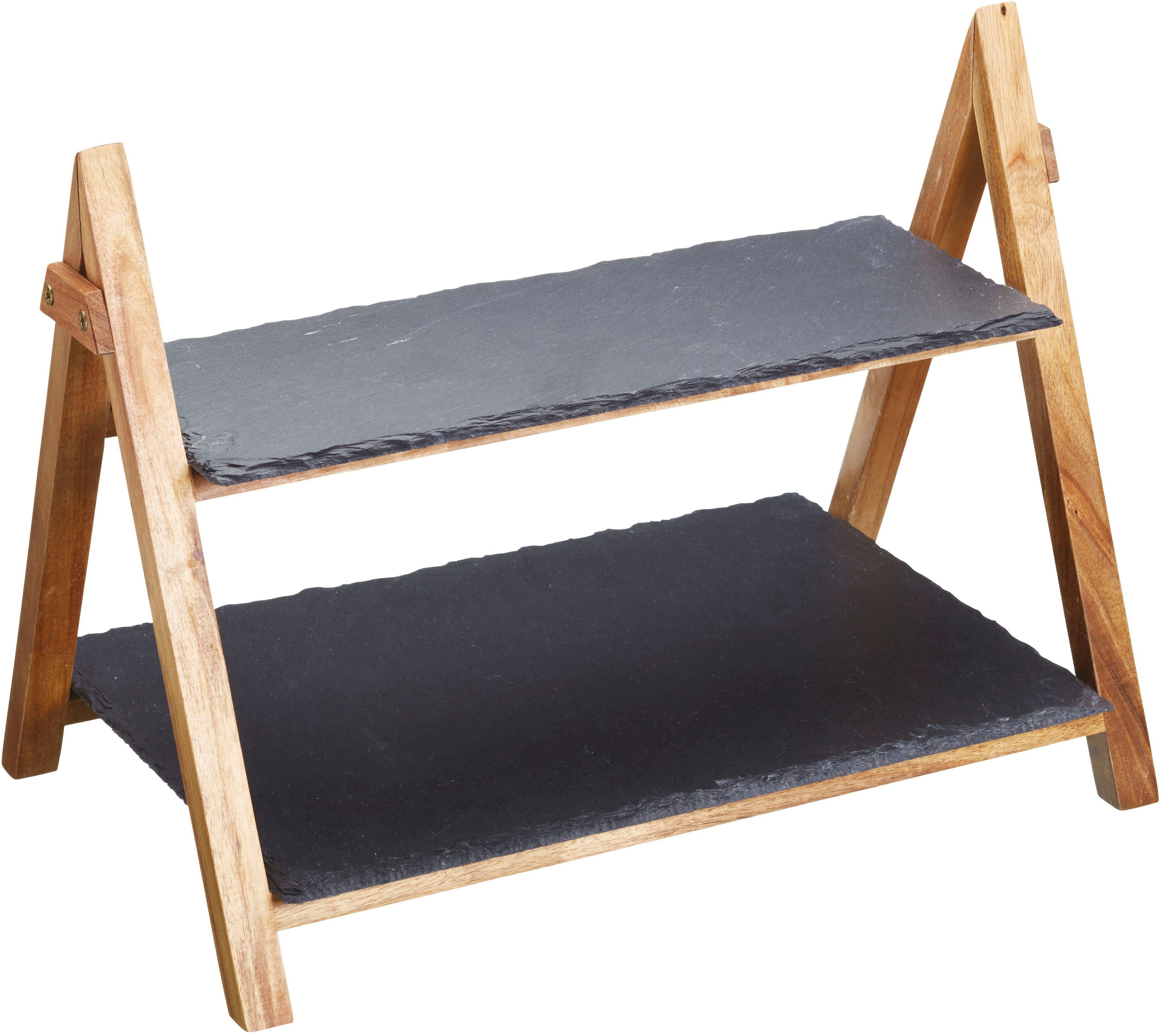 Artesà Servierplatte Serviergestell, Massivholz, 2-stufig, handgefertigt