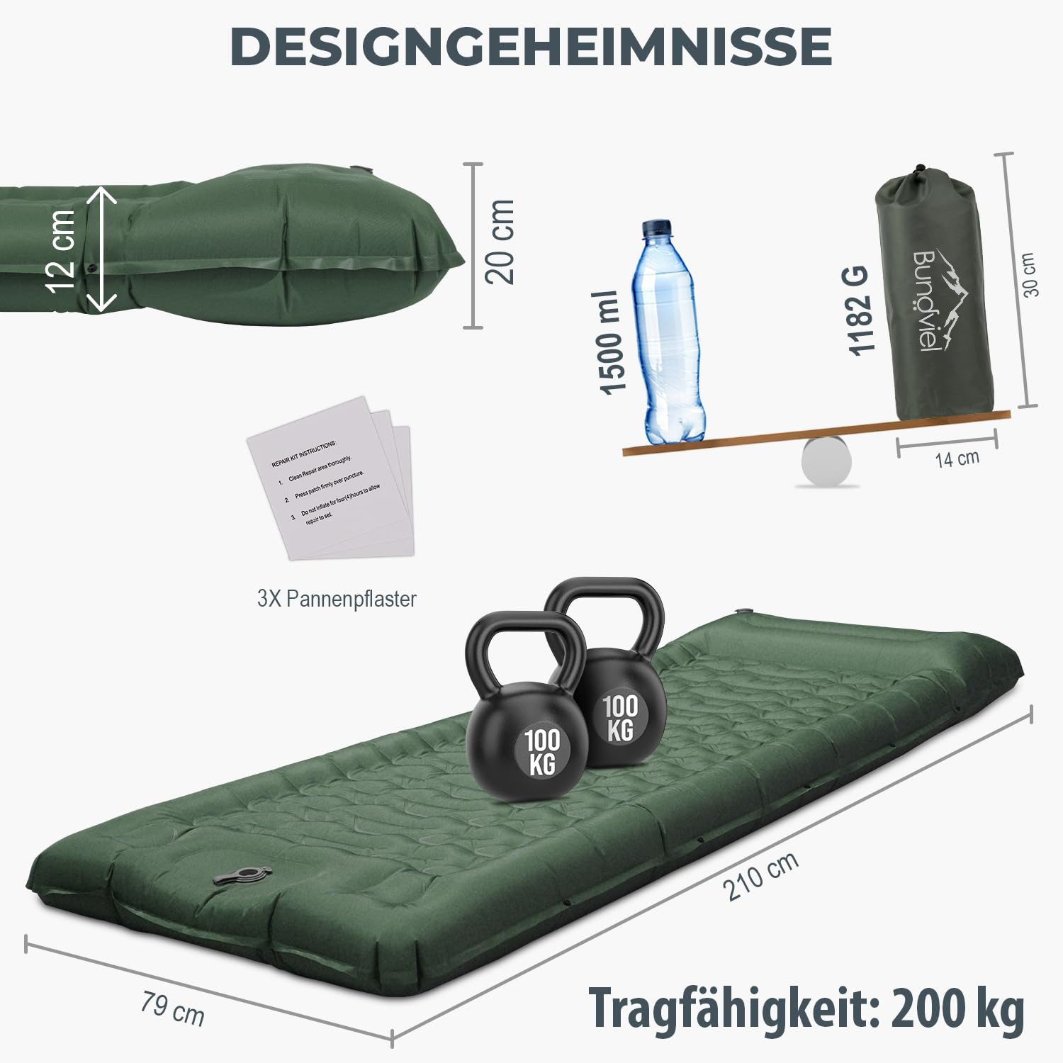 YI Luftbett Isomatte Ultraleicht 12cm dick,faltbar günstig online kaufen