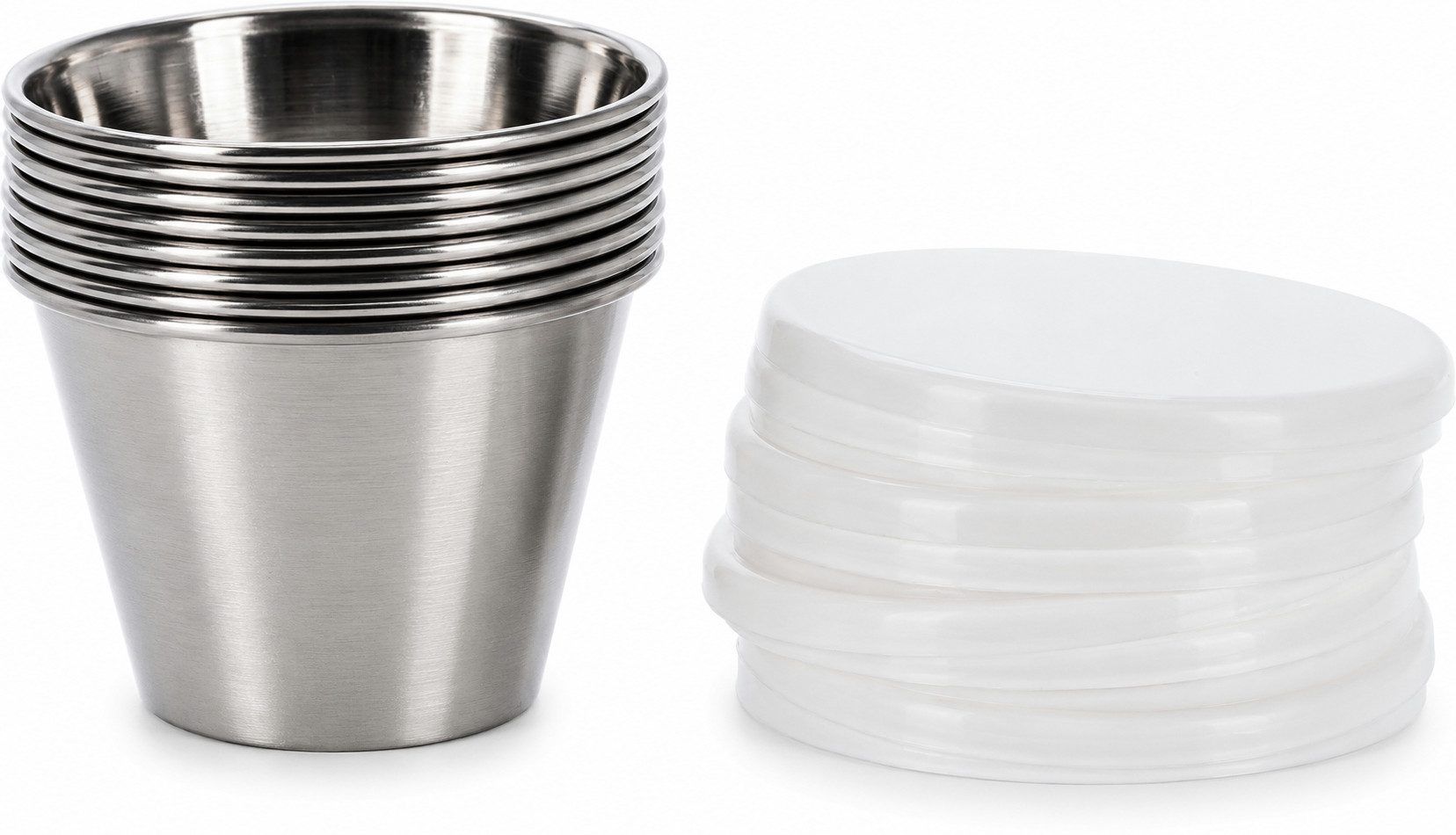 Koopman Servierschale Dipschale Soßenschale Saucenschale Snackschale Edelstahl 16 Stk., Edelstahl, (Set, 16-tlg), mit Deckel, Spülmaschinenfest, Auslaufsicher, für Dips, Soßen etc.