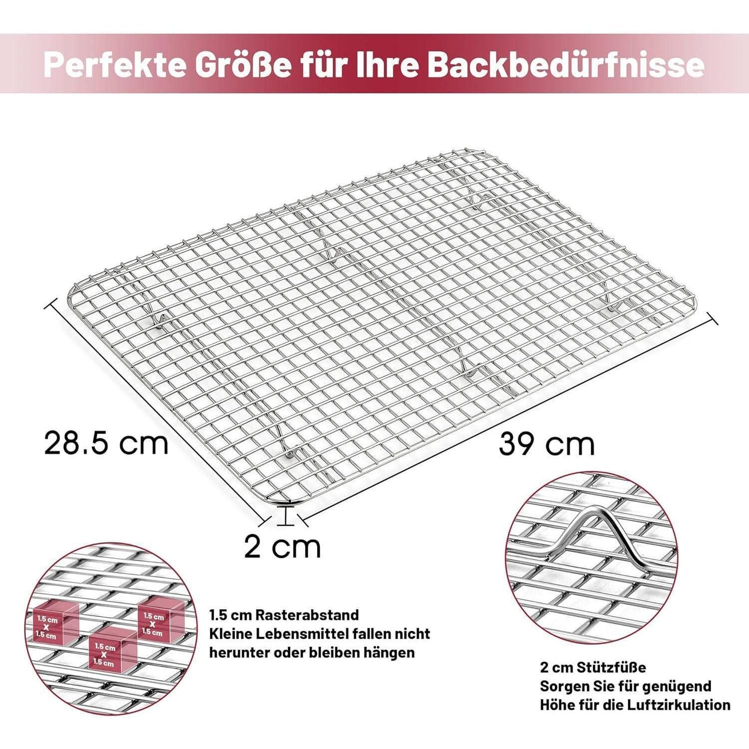 LuxusKollektion Abkühlgitter Abkühlgitter Edelstahl Spülmaschinenfest 2er 39 × 28.5 × 2cm