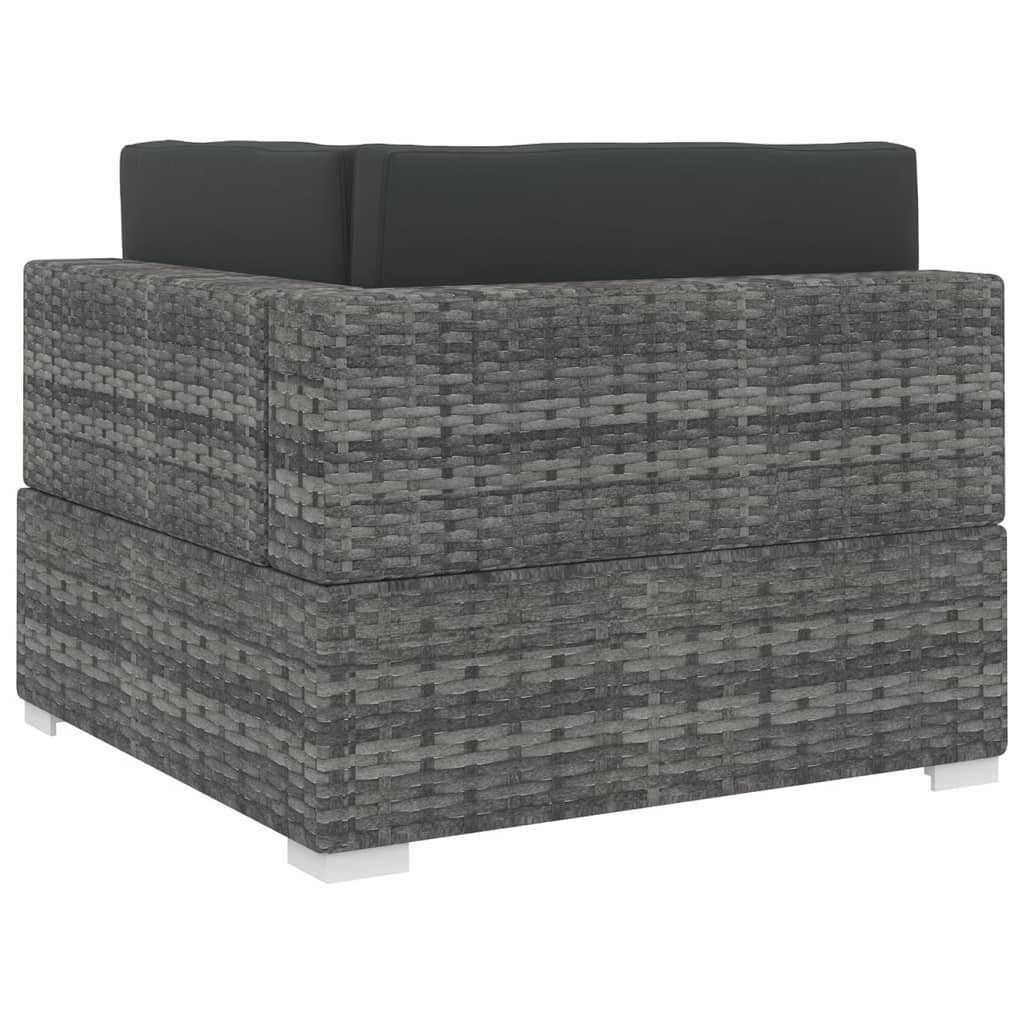 vidaXL Sofaelement Modular-Sofa-Eckteil 1 Stk. + Auflagen Poly Rattan Grau (1 St)