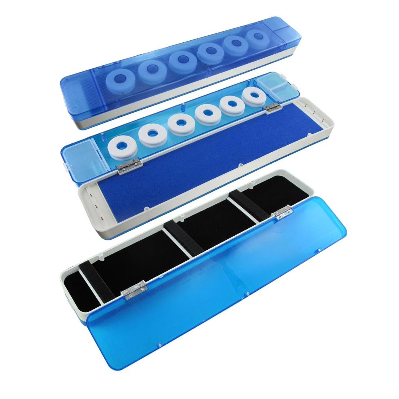 Jenzi Angelkoffer, Jenzi Kunststoff-Box 45x8x4,5cm mit 6 Spulen