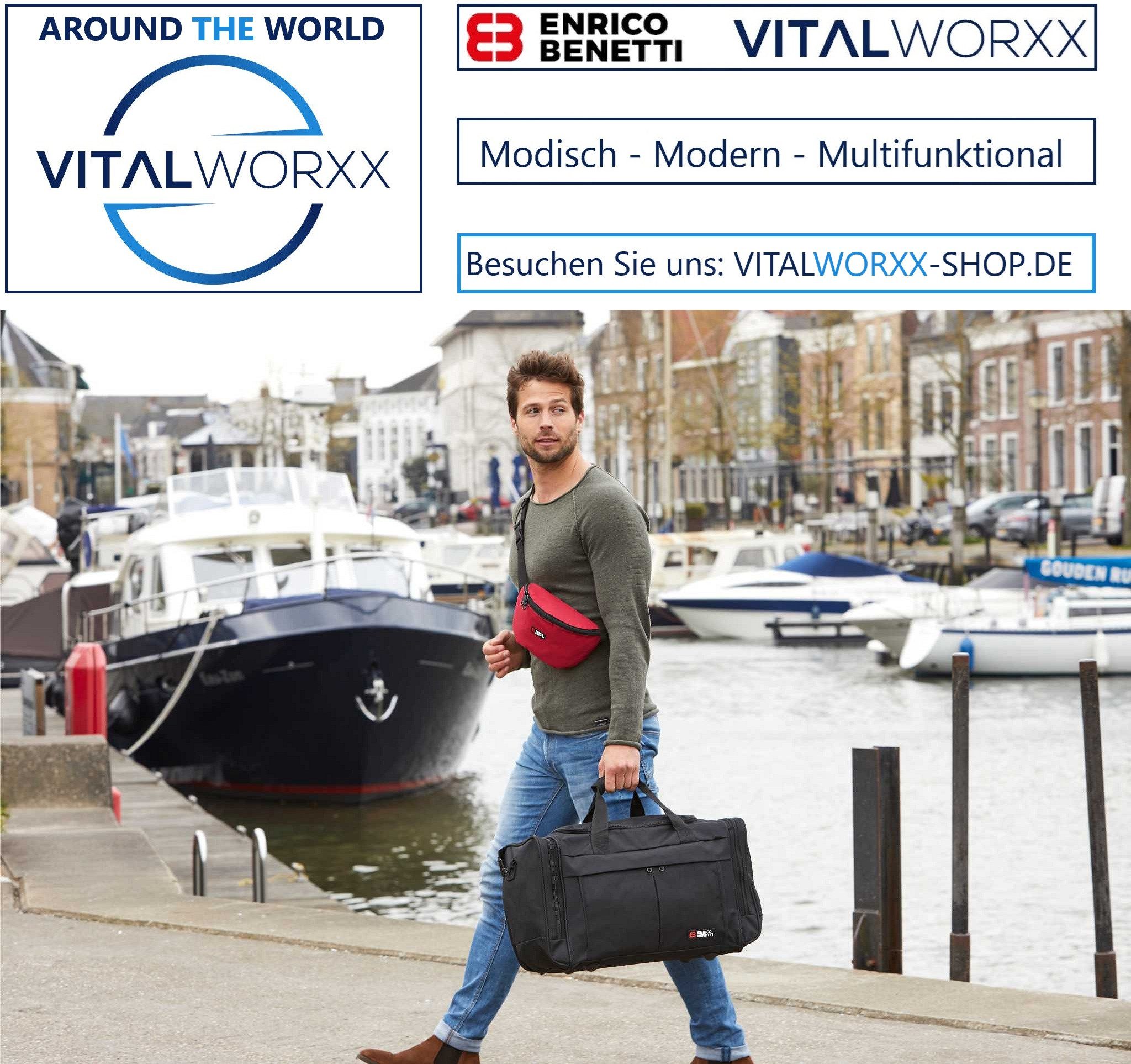 VITALWORXX Reisetasche Reisetasche ENRICO BENETTI kompakte Sporttasche Fitnesstasche