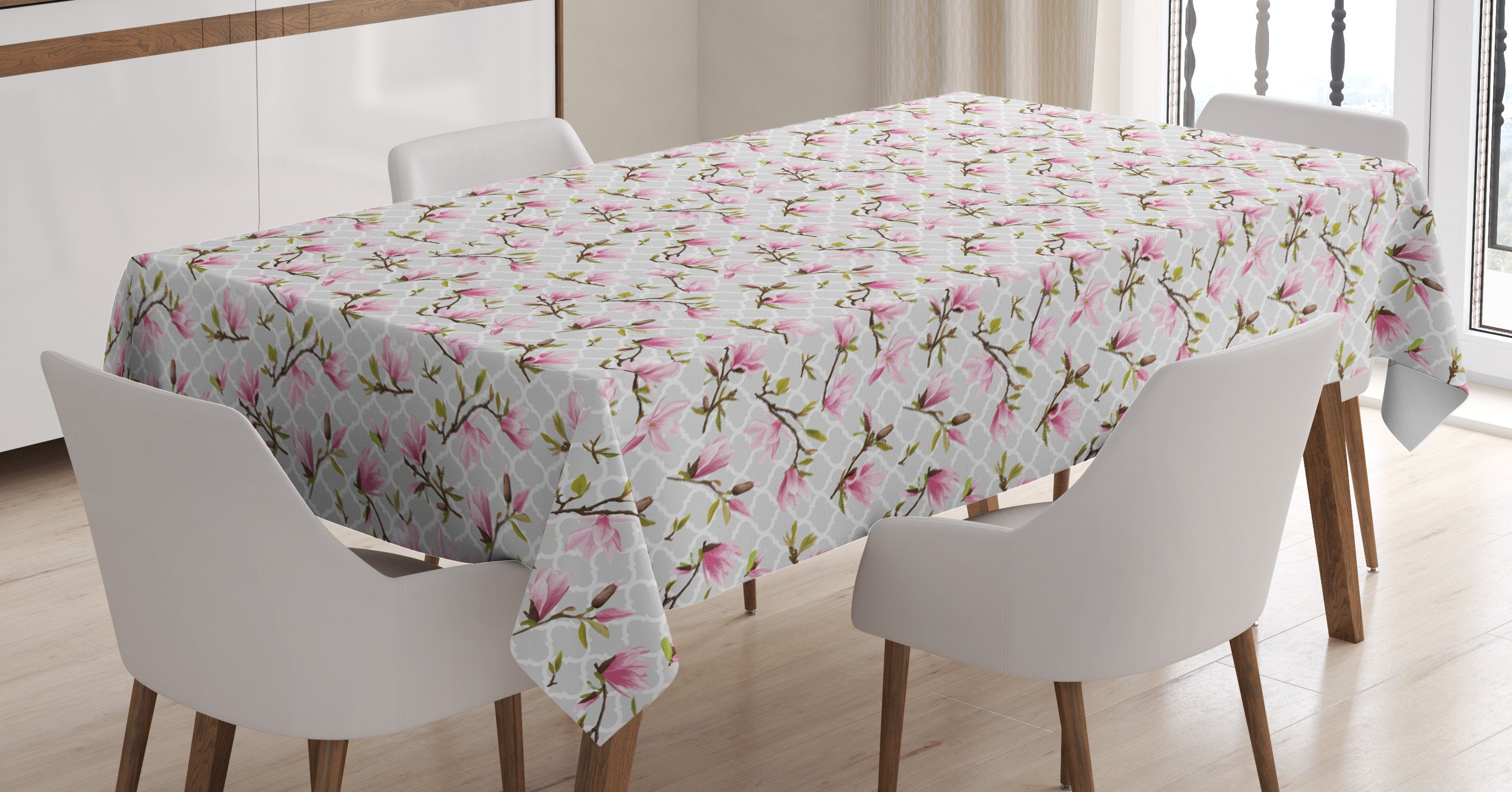 Abakuhaus Tischdecke Farbfest Waschbar Für den Außen Bereich geeignet Klare Farben, Jahrgang Magnolien-Blumen-Muster