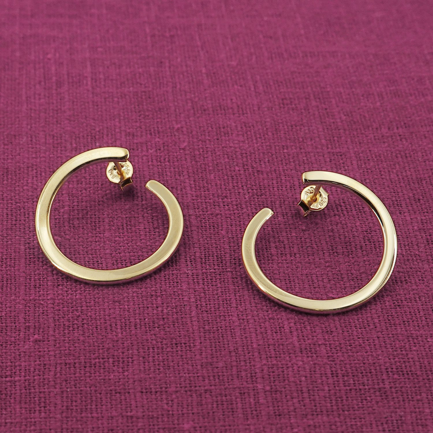 trendor Paar Ohrstecker Damen-925 Silber Vergoldet ⌀ 26 mm