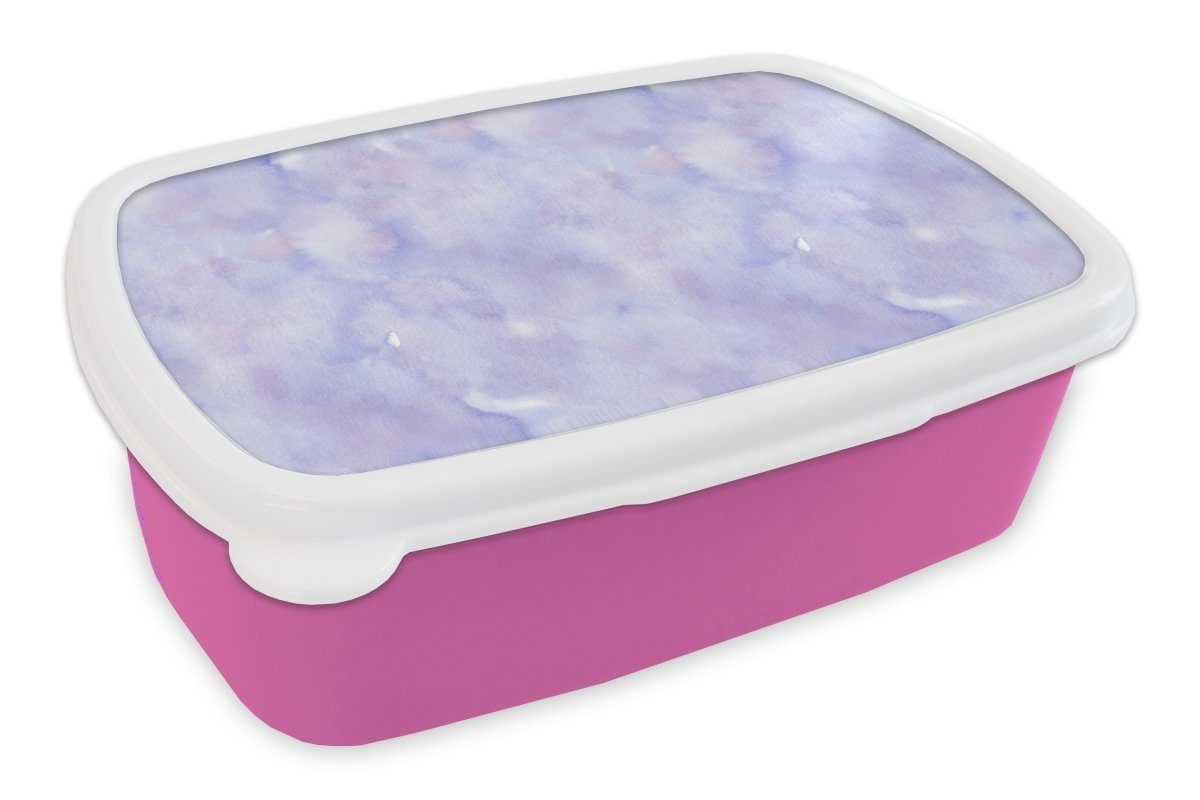 MuchoWow Lunchbox Aquarell - Muster - Lila, Kunststoff, (2-tlg), Brotbox für Erwachsene, Brotdose Kinder, Snackbox, Mädchen, Kunststoff rosa