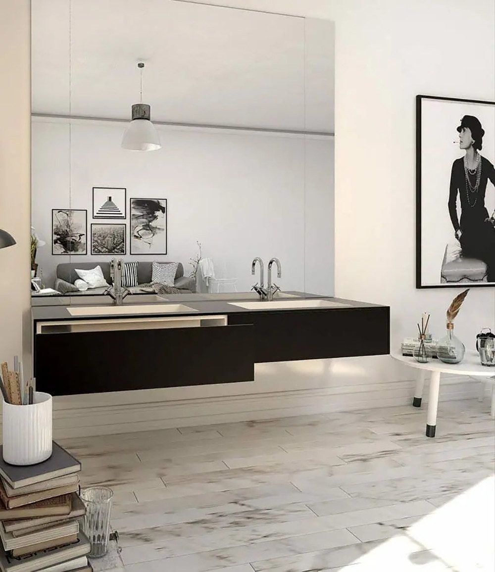Henneke Doppelwaschtisch Corian® CoCo, Fugenlos aus Mineralwerkstoff
