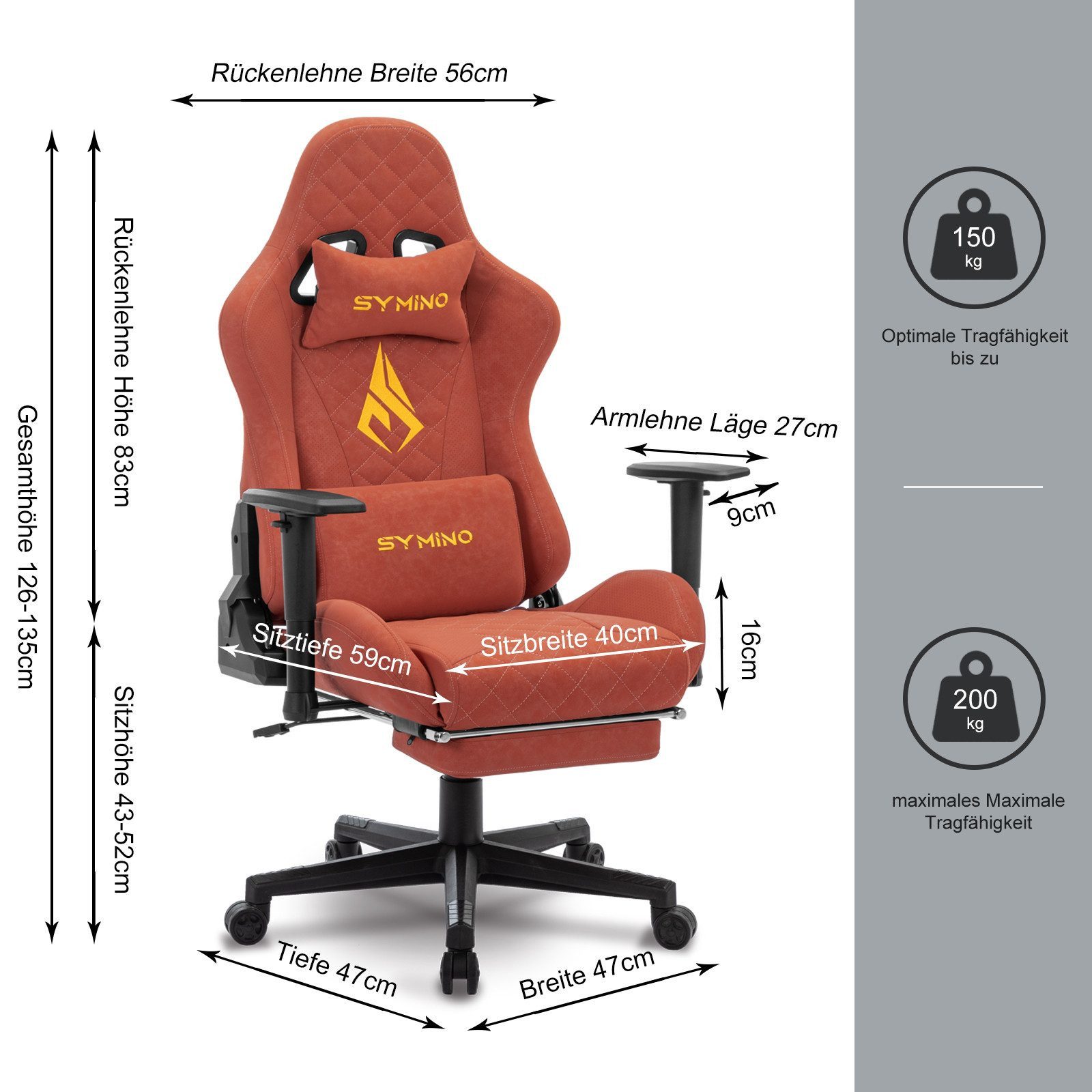 symino Gaming-Stuhl Ergonomischer Stuhl, Racing Style, günstig online kaufen