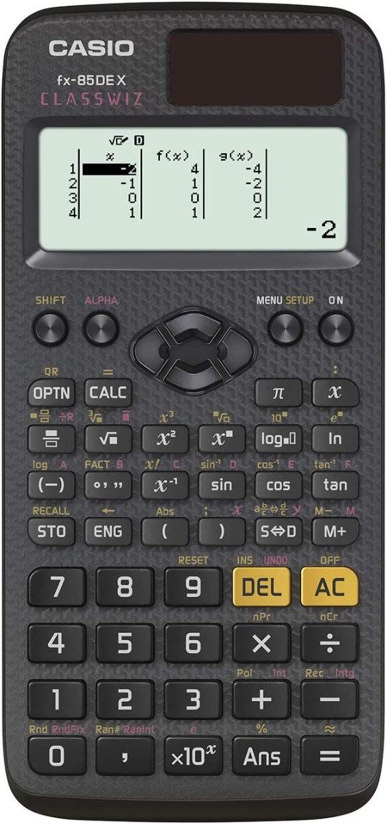 CASIO Taschenrechner fx-85DE X inkl. Schutztasche Pink & Fachbuch (80 S., DIN A5)
