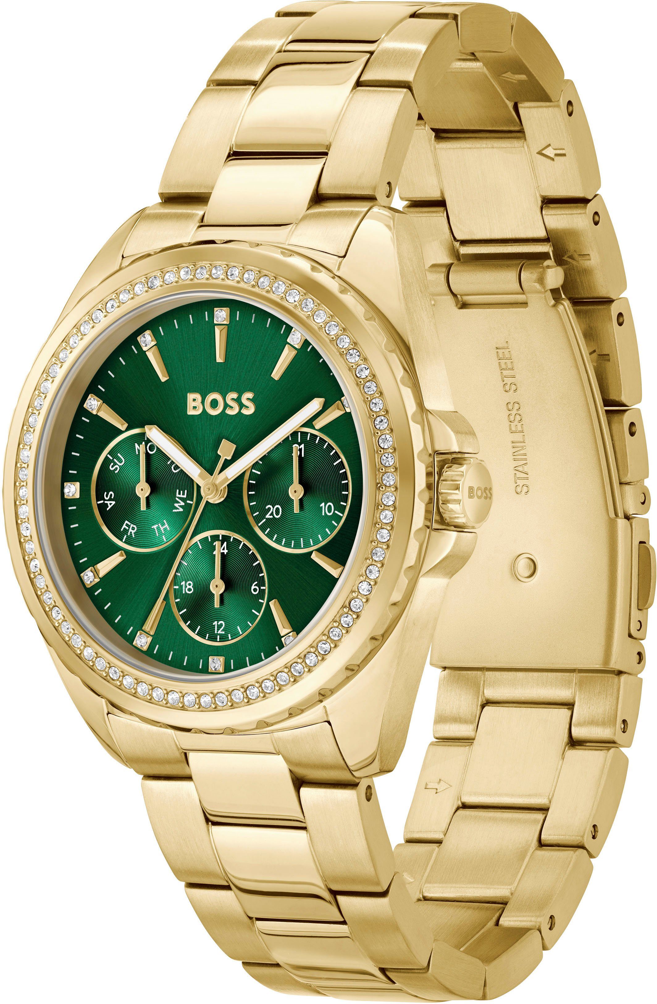 BOSS Multifunktionsuhr ATEA 1502714, Quarzuhr, Damenuhr, Armbanduhr, Glaskr günstig online kaufen