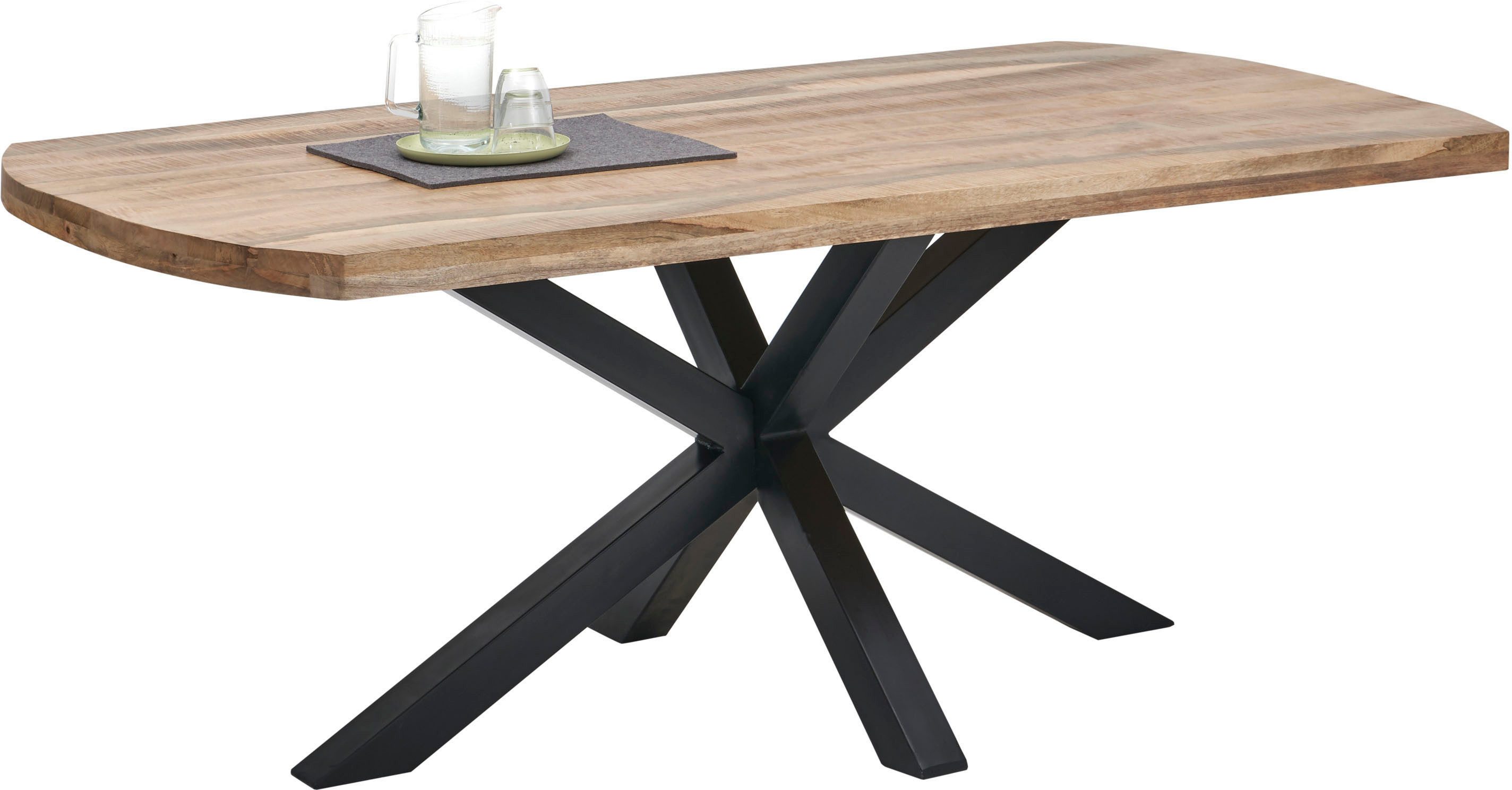Stolkom Sp.z.o.o. Esstisch Veneti, 200 cm breit in Bootsform, Tisch Mango Massivholz