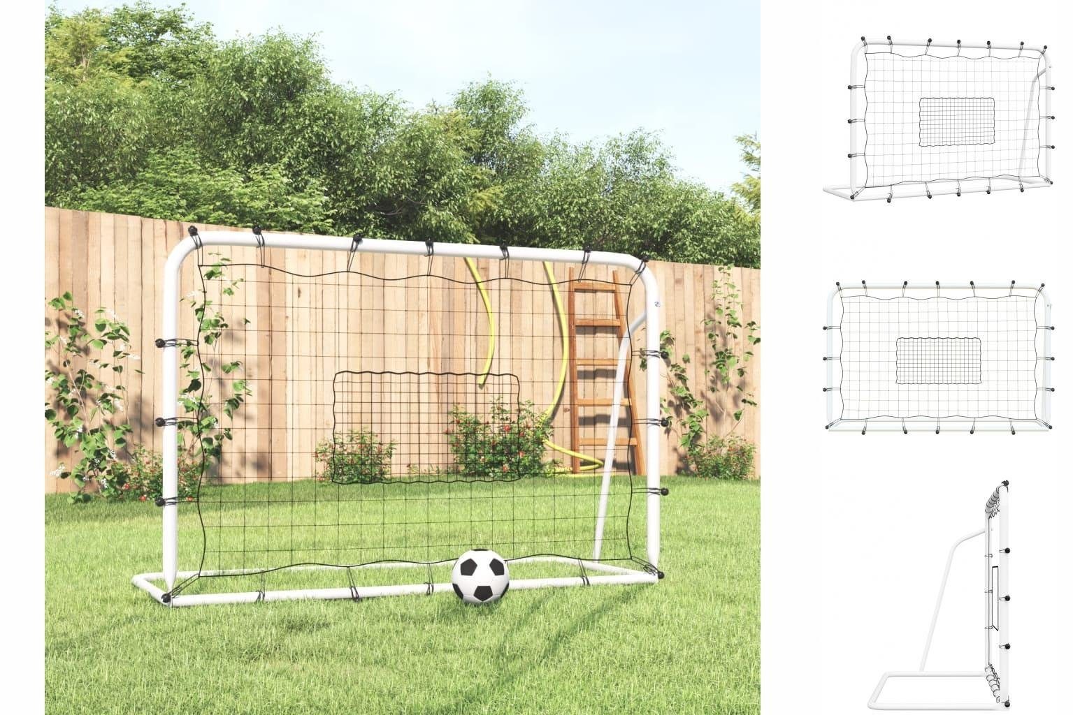 vidaXL Fußballtor Fußballtor mit Netz Weiß Schwarz 184x61x123 cm Stahl PE