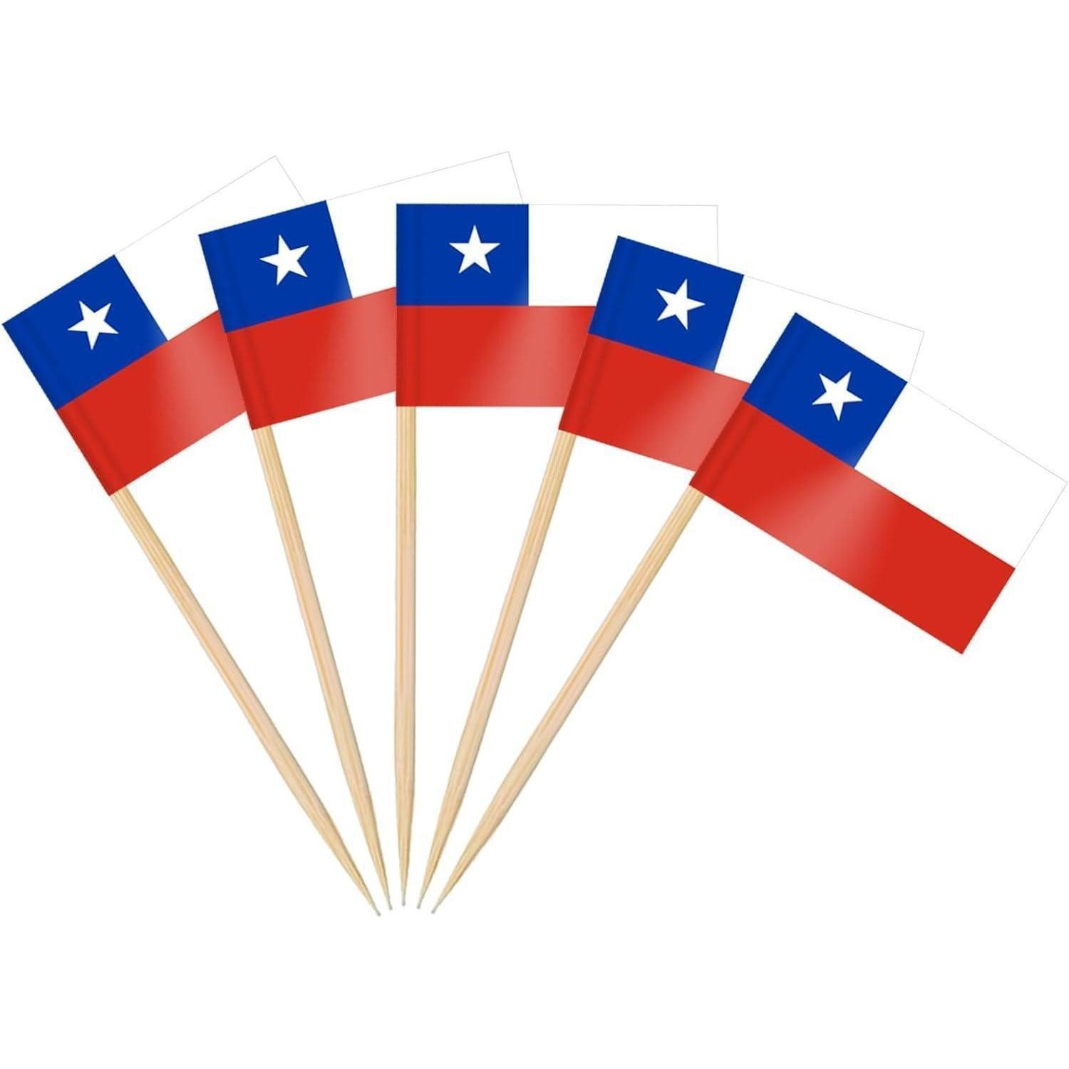 LuxusKollektion Partyspieße Zahnstocher Flaggen Chile Mini Cupcake Topper Chile 100 Stück