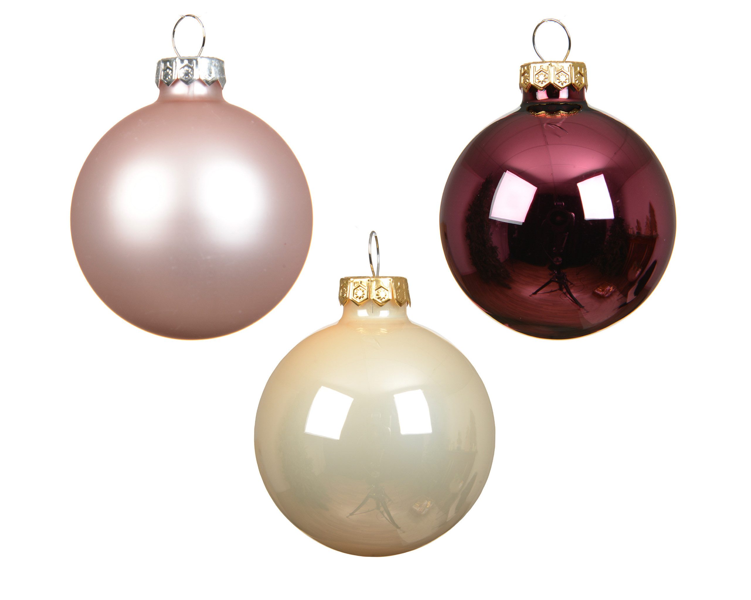 Kaemingk Weihnachtsbaumkugel, Weihnachtskugeln Glas 6cm 20 Stück - Rosa / Perle Mix