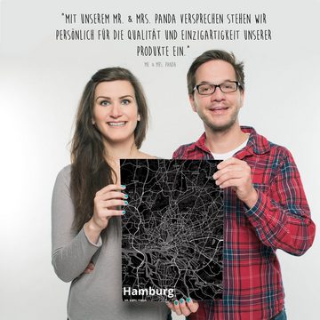 Mr. & Mrs. Panda Poster DIN A3 Hamburg - Geschenk, Wanddeko, Ort, Städte, Stadt, Raumdekorati, Stadt Black (1 St), Kunstvoller Druck