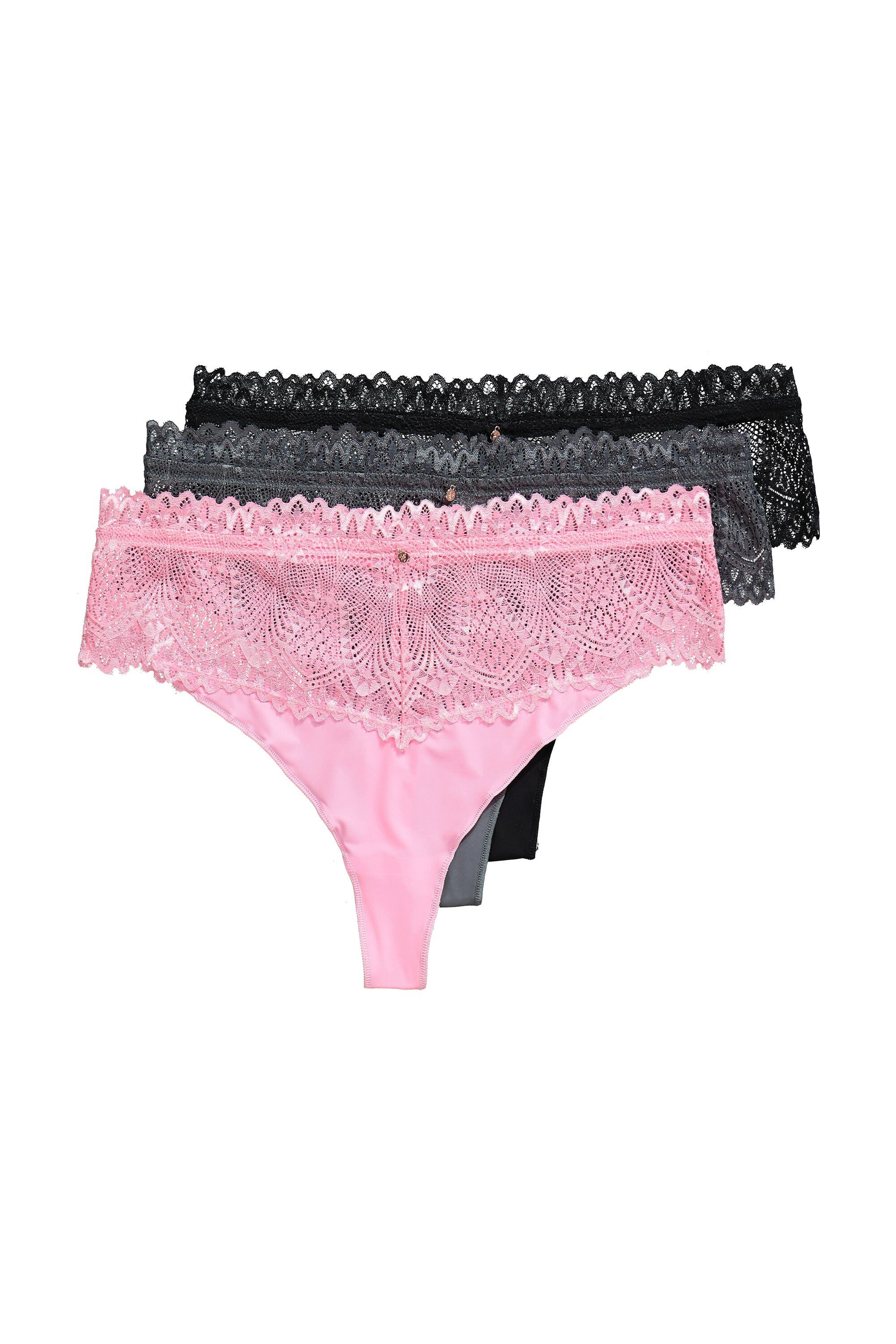 Ulla Popken Slip TruYou Strings 3er-Pack Spitzenbund