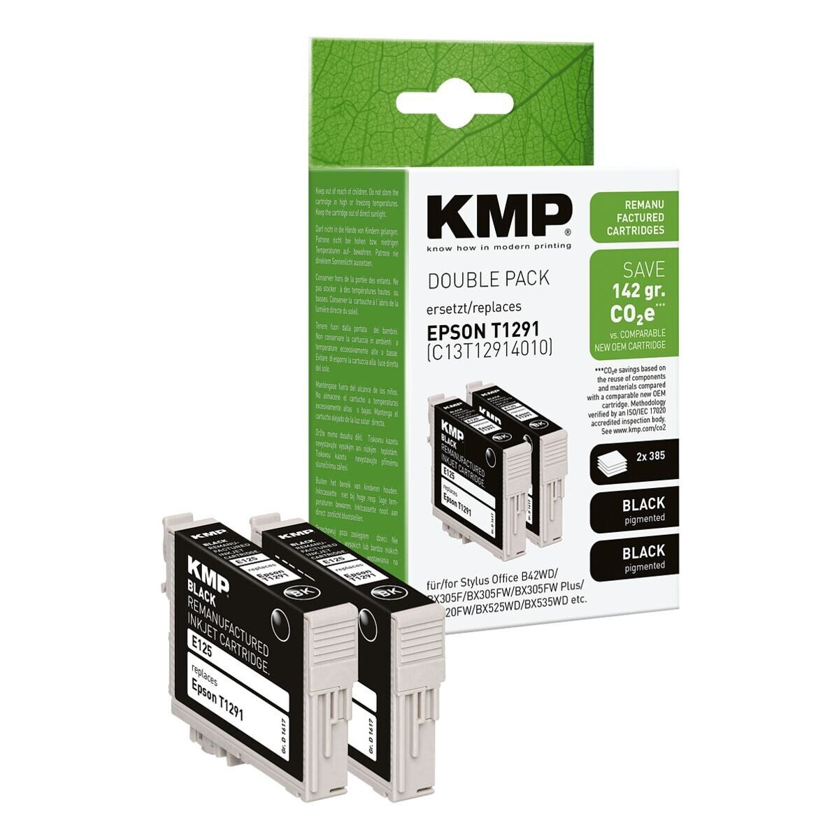KMP Tintenpatrone (Doppelpack, 2-tlg., ersetzt Epson »T1291«, schwarz)