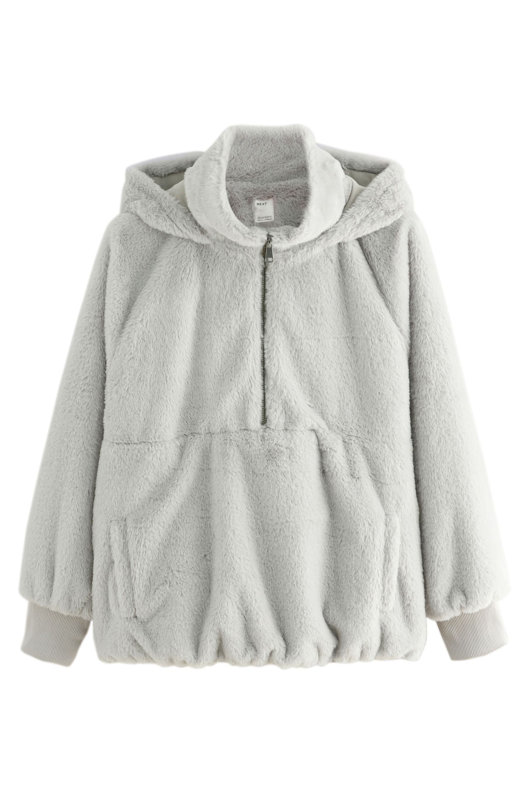 Next Hoodie Kunstfell-Hoodie mit halbem Reißverschluss (1-tlg)