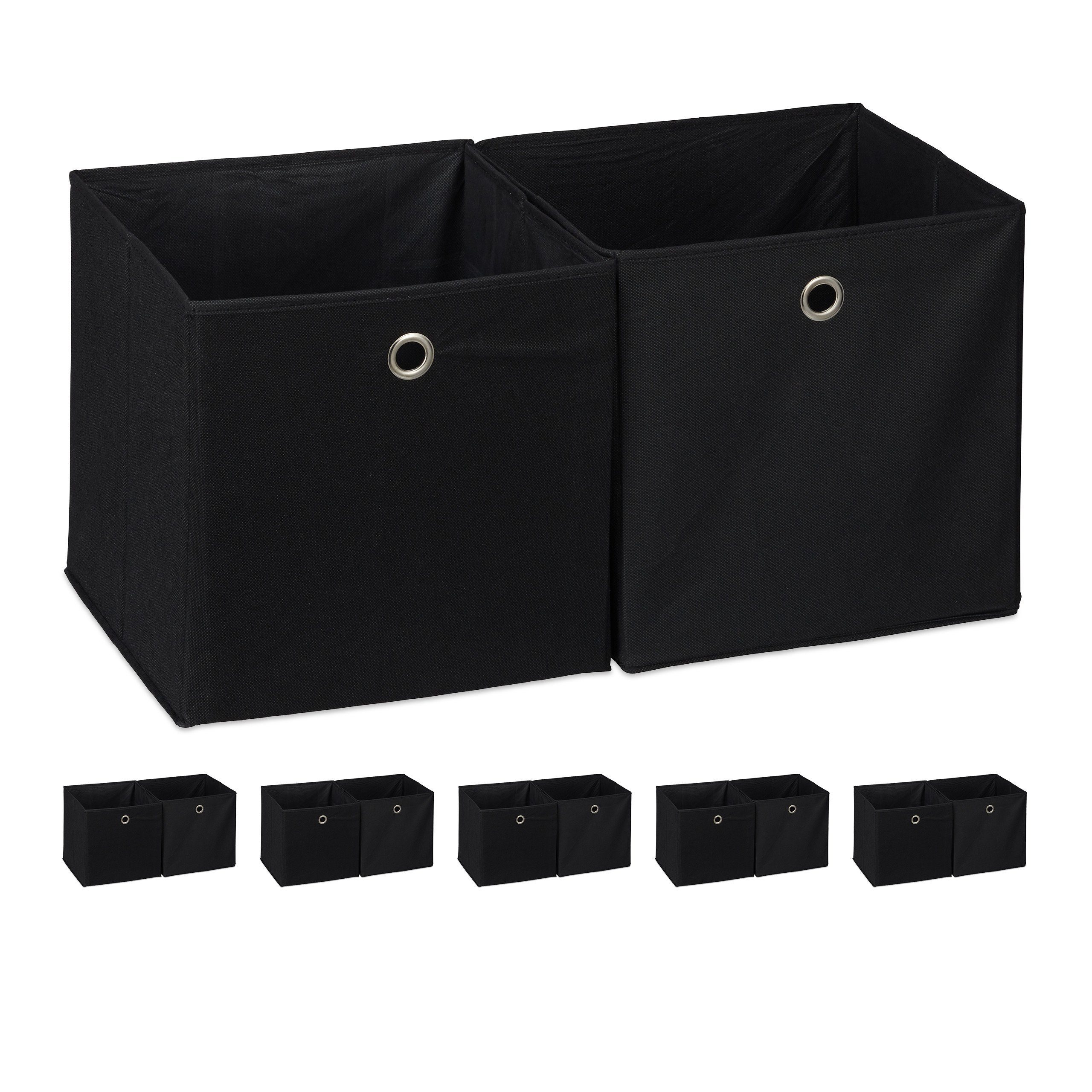 Aufbewahrungsbox 12 x Aufbewahrungsbox Stoff schwarz