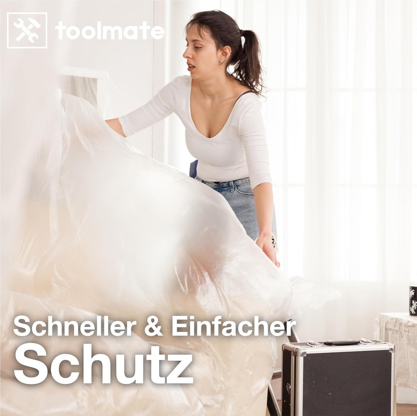 Thumbnail - toolmate® Abdeckfolie 6x Malerfolie - 4x5 Meter & Abdeckfolie - 160 qm - Extra stark, (6er Set, 6-St., 6 Stück)