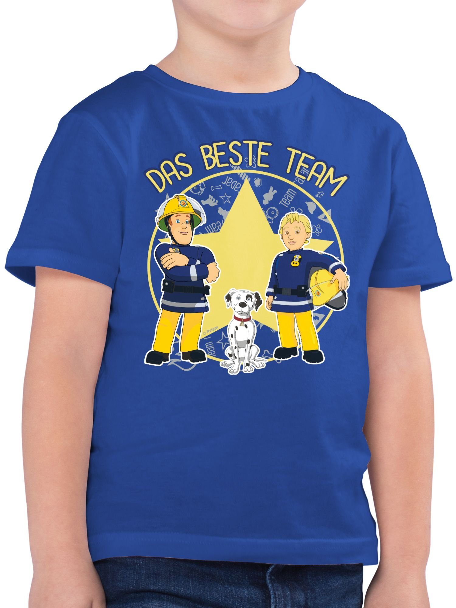 Shirtracer T-Shirt Das beste Team & Sam, 2 Jungen Royalblau Feuerwehrmann - Penny Schnuffi Sam
