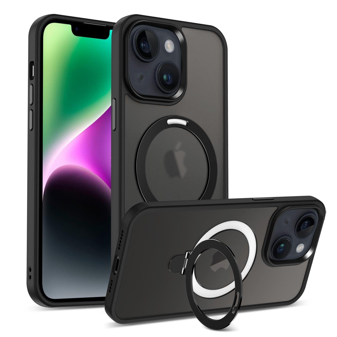 CoolGadget Handyhülle Hybrid Luxury Handy Case für iPhone 15 Plus 6,7 Zoll, Hülle Massiv Metallring aufklappbar Schutzhülle für Magsafe Zubehör