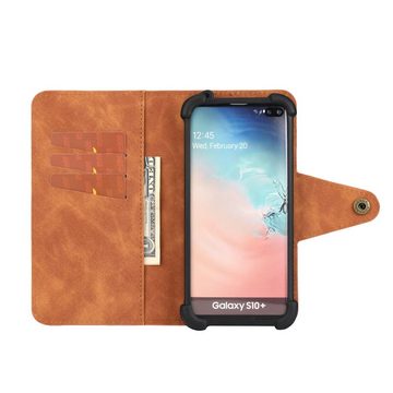 K-S-Trade Handyhülle für Xiaomi Mi Note 10 Lite, Handyhülle Schutzhülle Filz-Hülle Kunst-Leder hellgrau braun