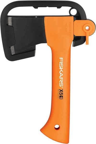 Fiskars Universalaxt Spaltaxt 23cm X5, ideal für Camping, Axt zum Holz Hacken Freizeitbeil, 564 g, 23,00 cm Länge, (Gartenaxt Baumaxt Axe Spalthammer Hacke Baum, Äxte, Holz Spalter, Outdoor Holzbeilaxt, Freizeitbeil Campingbeil), Antihaftbeschichtet, Axt Holz spalten, Hochwertige Stahl-Klinge Beil