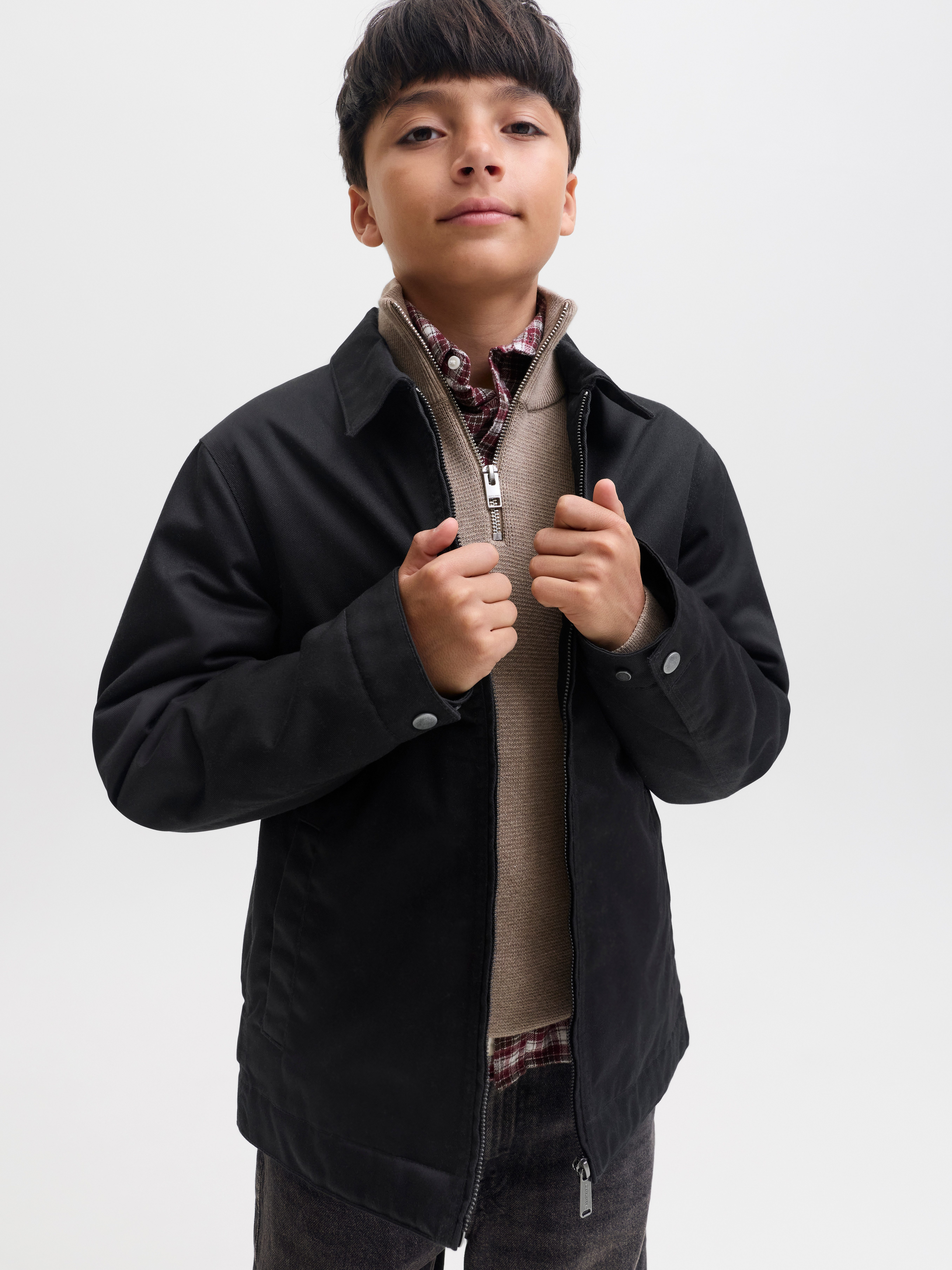 Jack & Jones Junior Kurzjacke JJECOLTON WORKER JACKET JNR Materialmix, mit Reißverschluss – Bild 2 von 5