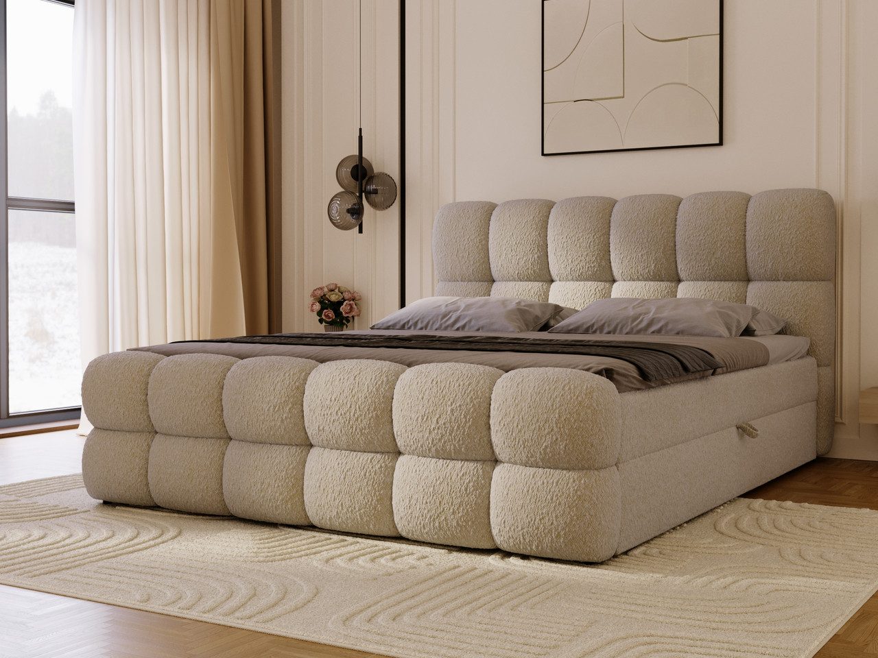 GrainGold Boxspringbett Modo (Set, Boxspringbett, Bettkästen, Topper), mit zwei Bettkästen und Topper, Bonell-Matratze