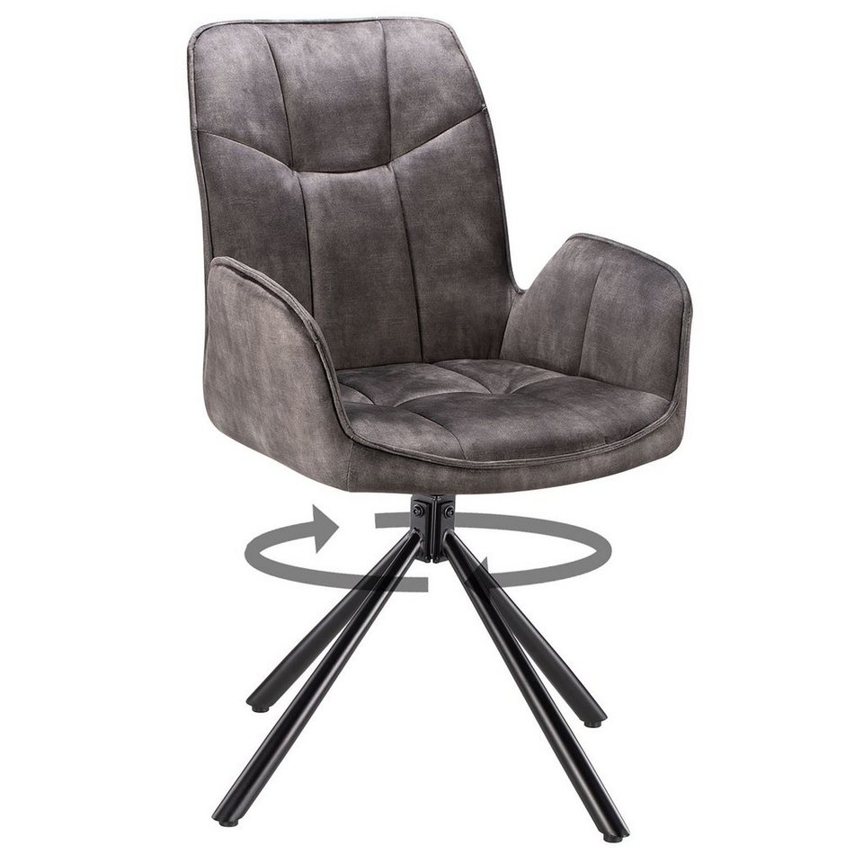 CARO-Möbel Esszimmerstuhl (2 St), Esszimmer Wohnzimmer Lounge Sessel Metall  Polyester Armlehne 2er Set