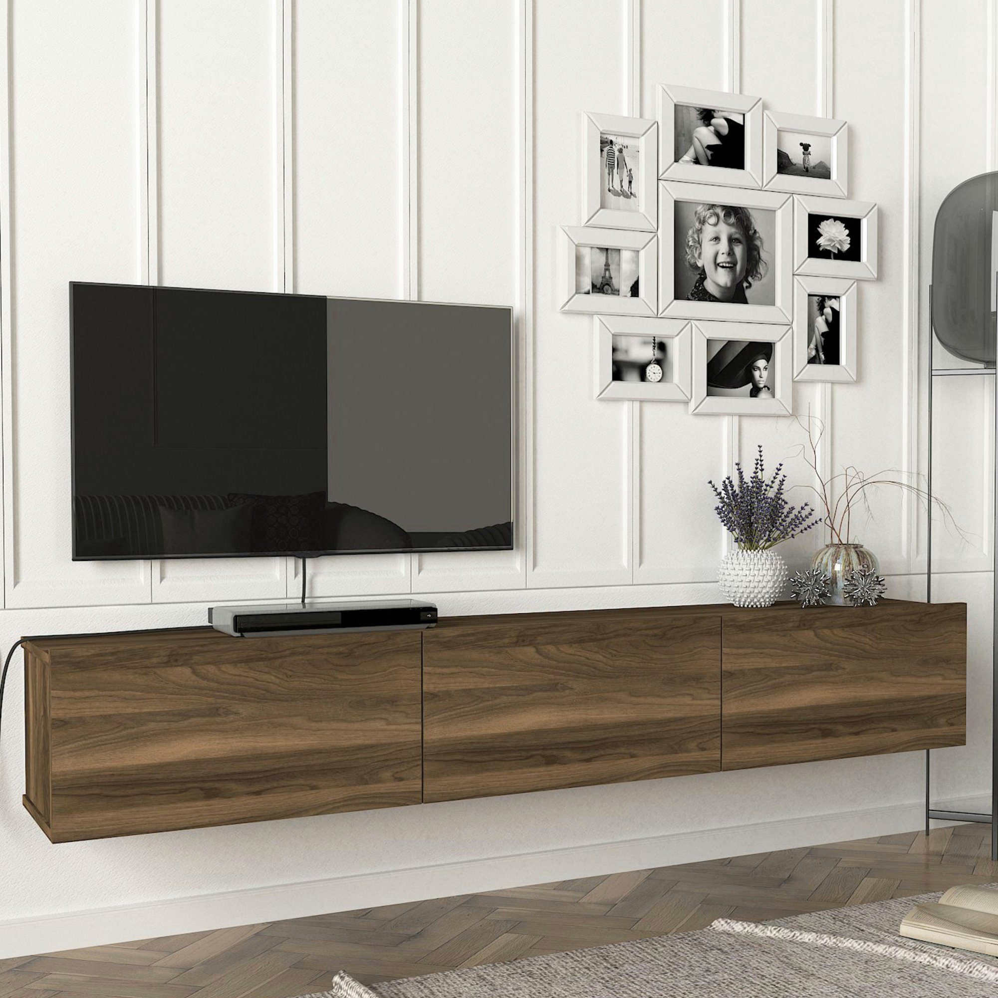 en.casa TV-Schrank »Vihti« Fernsehschrank 180x31x29,5cm Walnuss-Optik günstig online kaufen